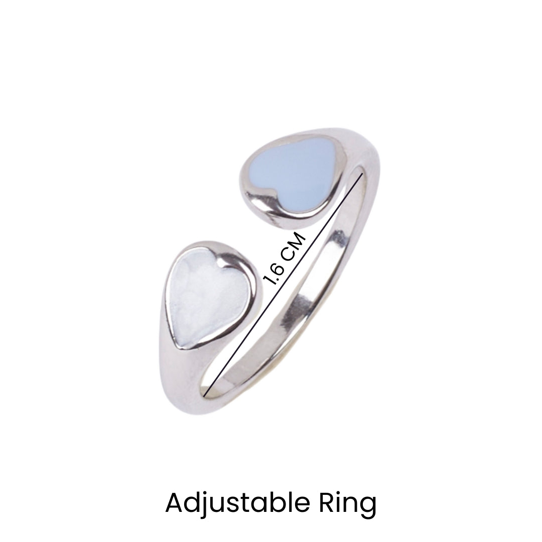 Salty Adele Blue & White Enamel Heart Silver Ring