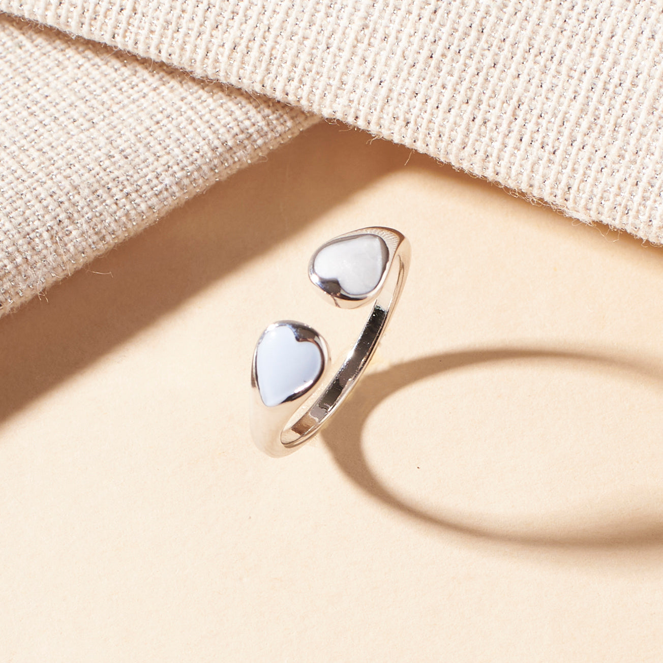 Salty Adele Blue & White Enamel Heart Silver Ring