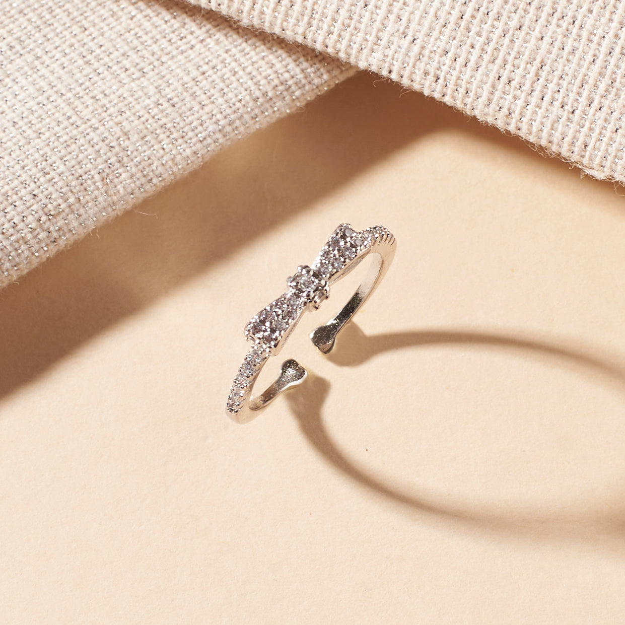 Salty Margaret Crystal Bow Silver Ring