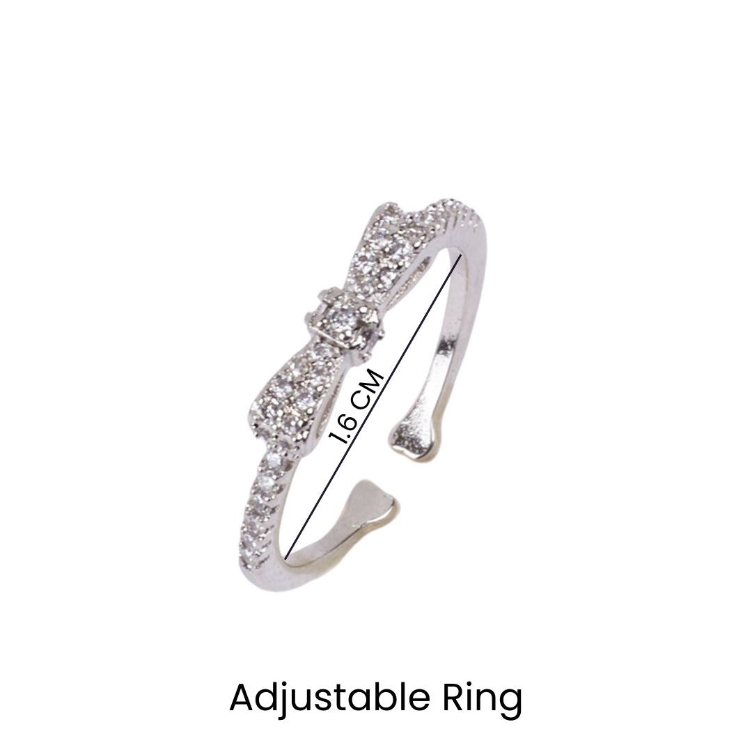 Salty Margaret Crystal Bow Silver Ring