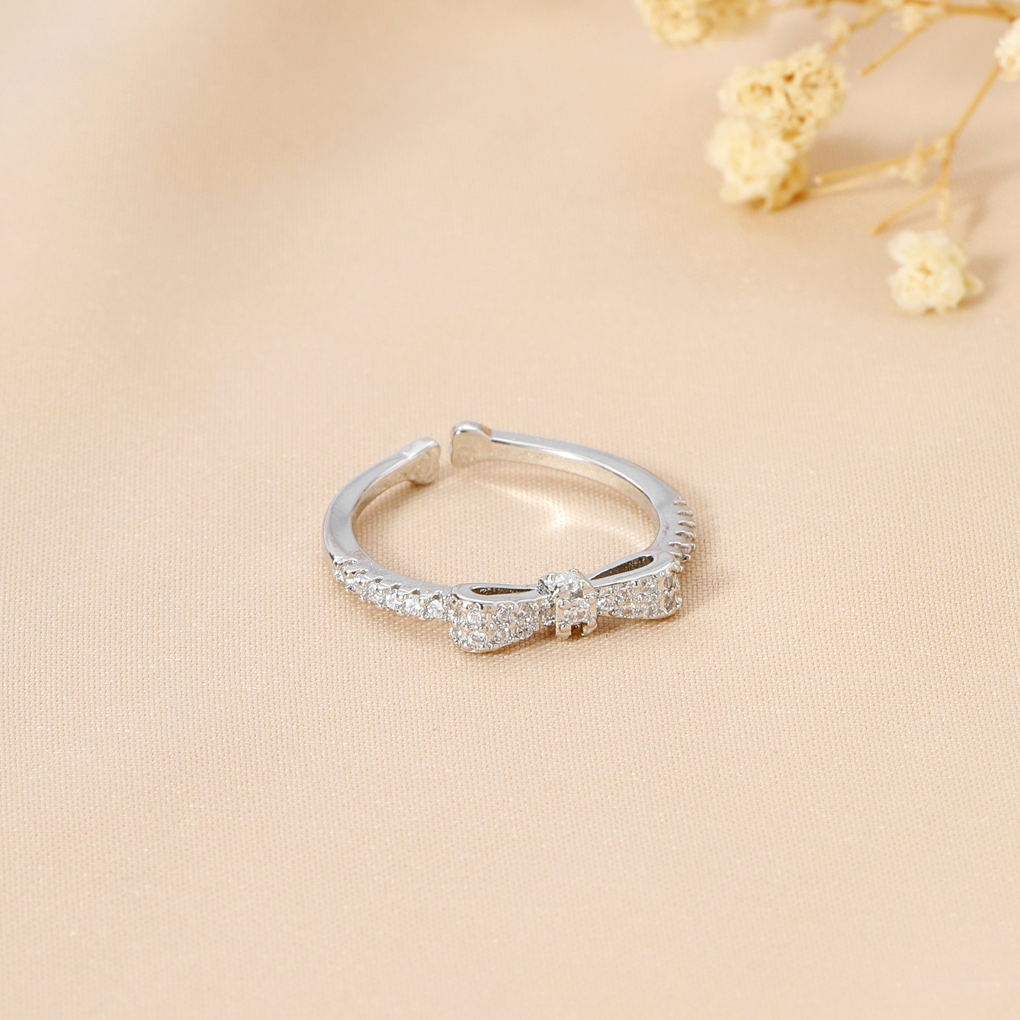 Salty Margaret Crystal Bow Silver Ring