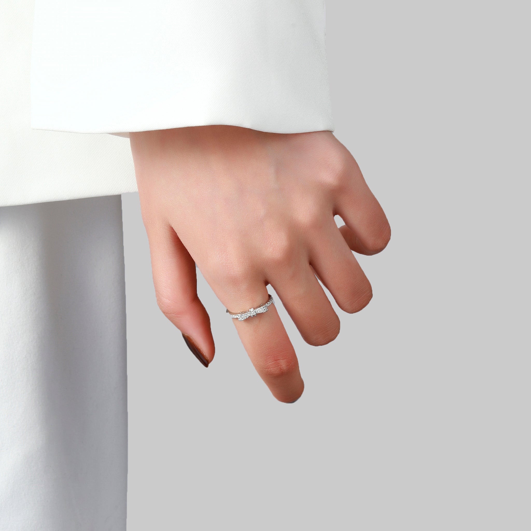 Salty Margaret Crystal Bow Silver Ring
