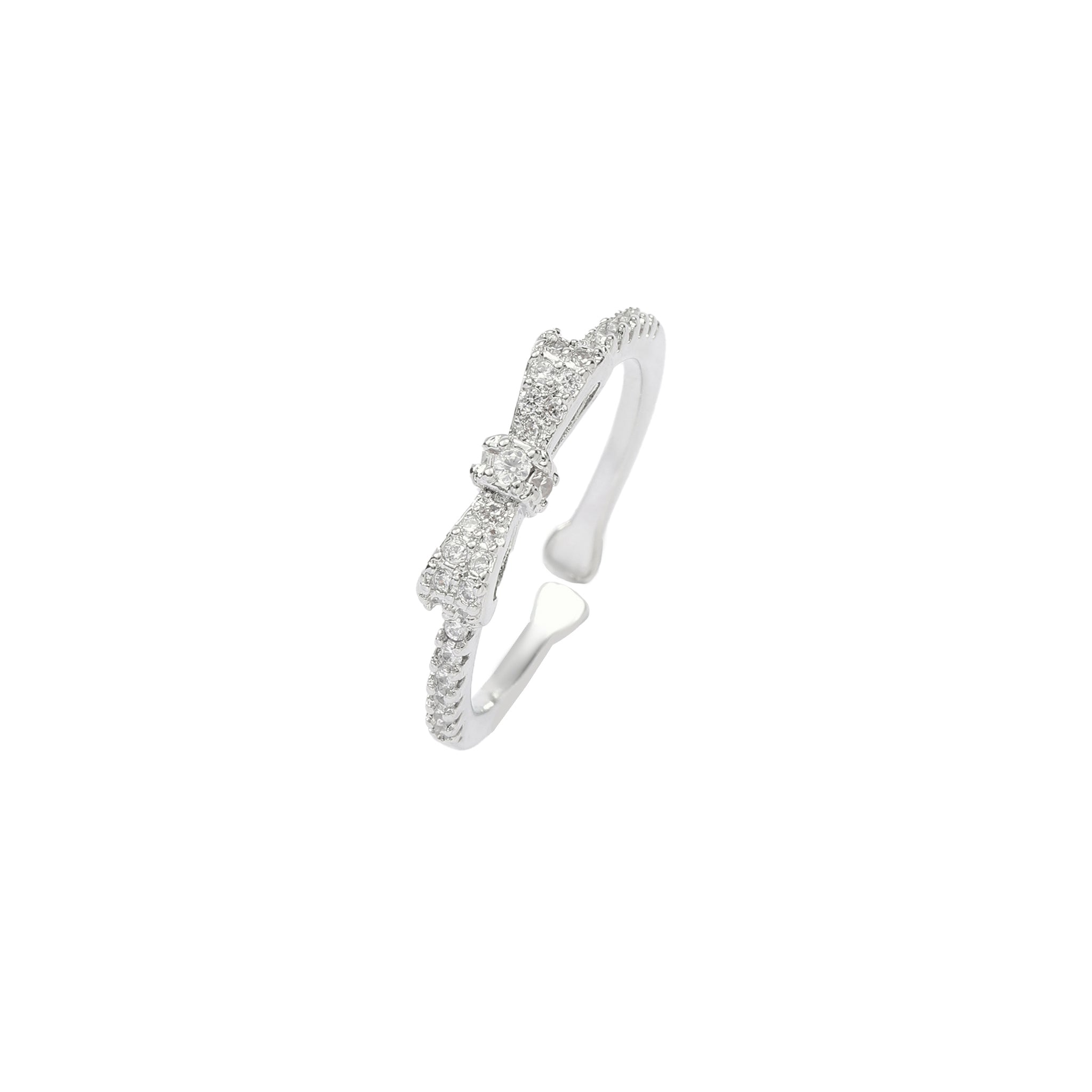 Salty Margaret Crystal Bow Silver Ring