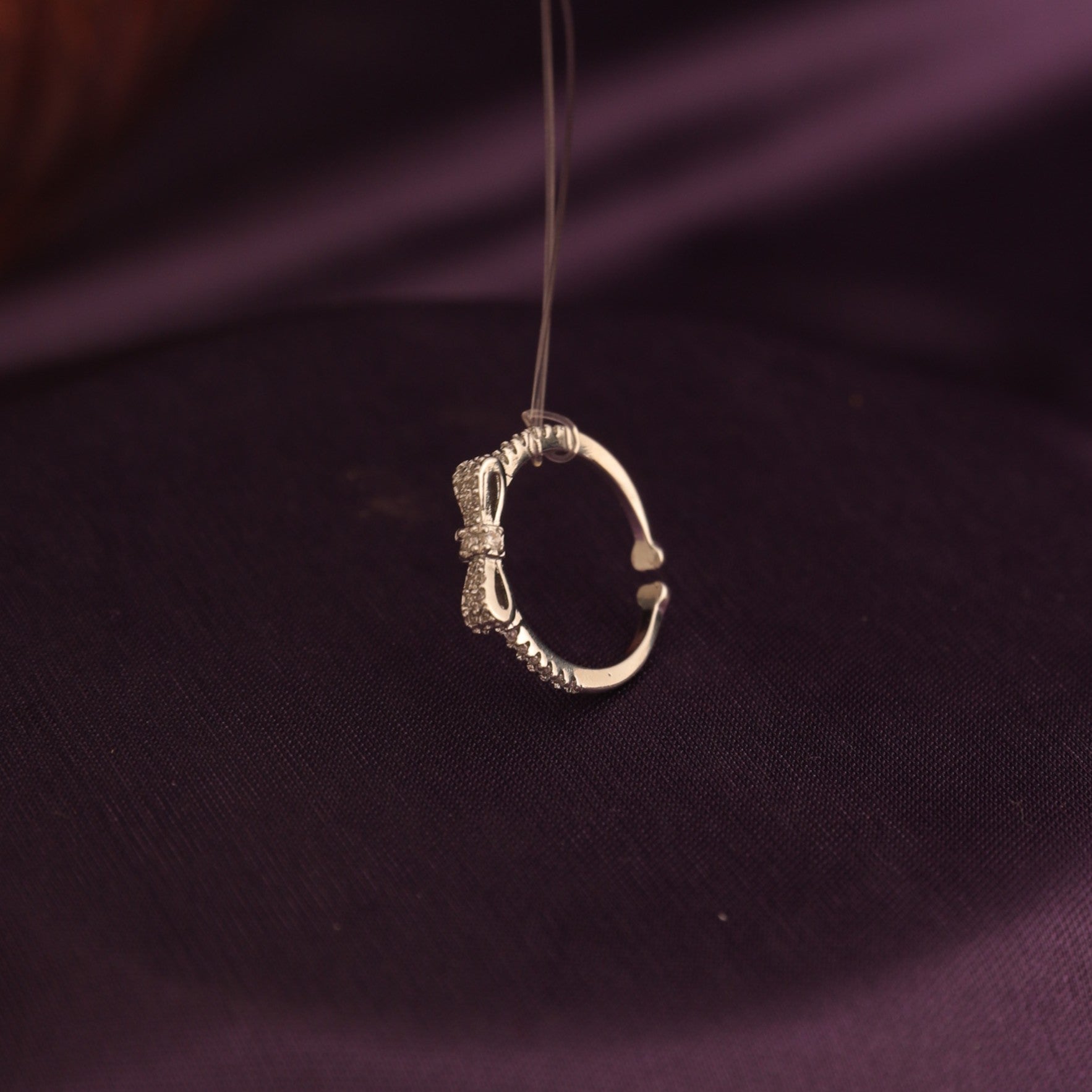 Salty Margaret Crystal Bow Silver Ring