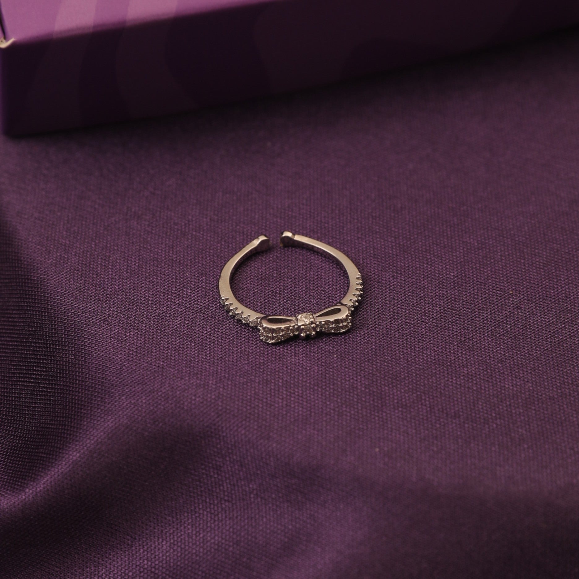 Salty Margaret Crystal Bow Silver Ring