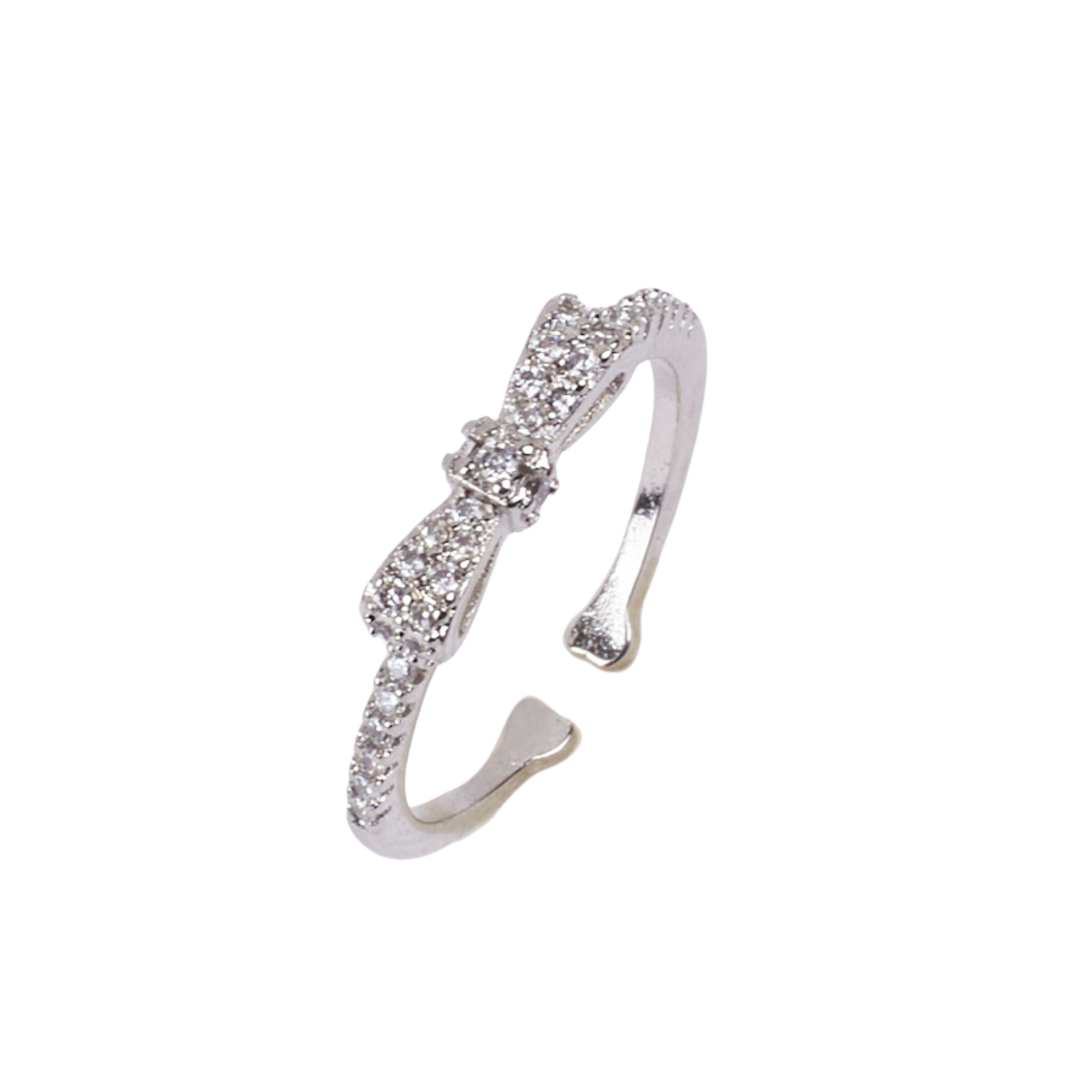 Salty Margaret Crystal Bow Silver Ring