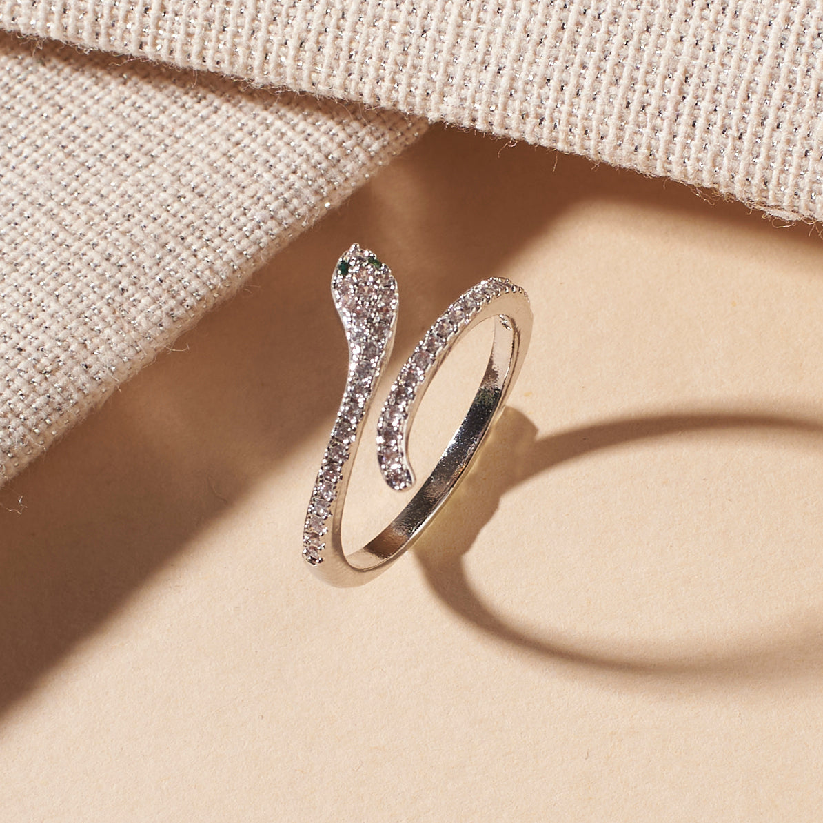Salty Mini Serpent Studded Silver Ring