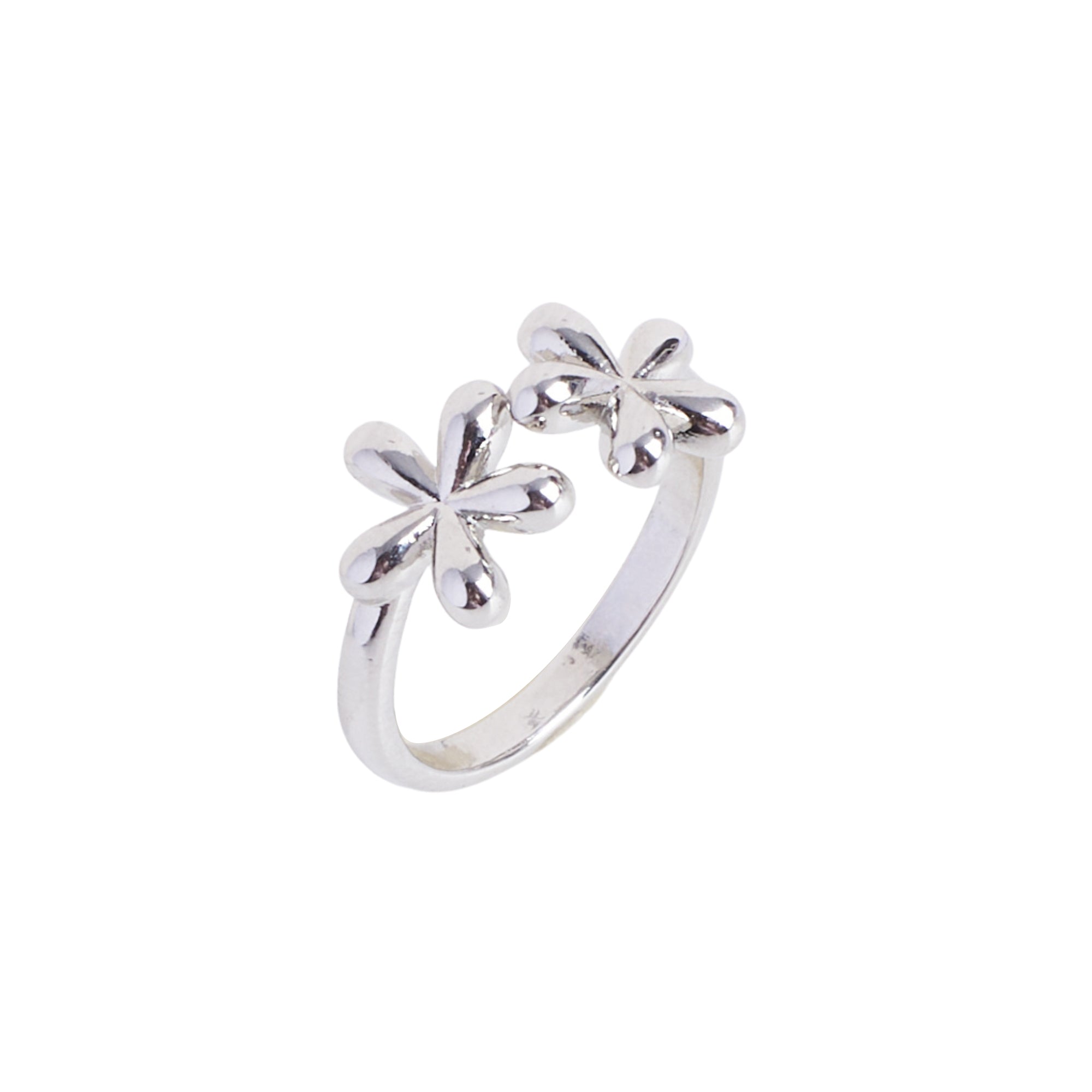 Salty You and me  Floral Silver Ring