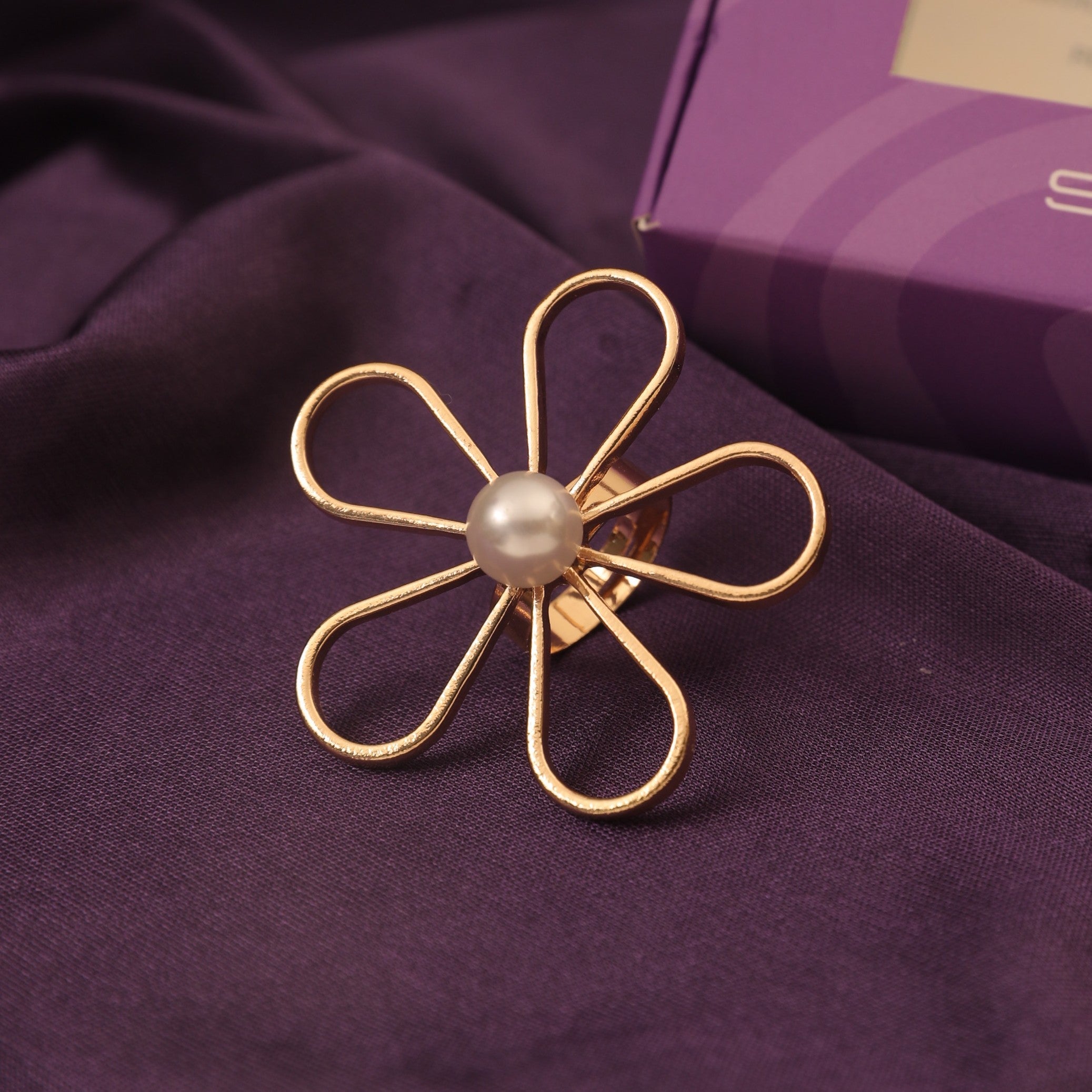 Salty Golden Bloom Pearl Ring