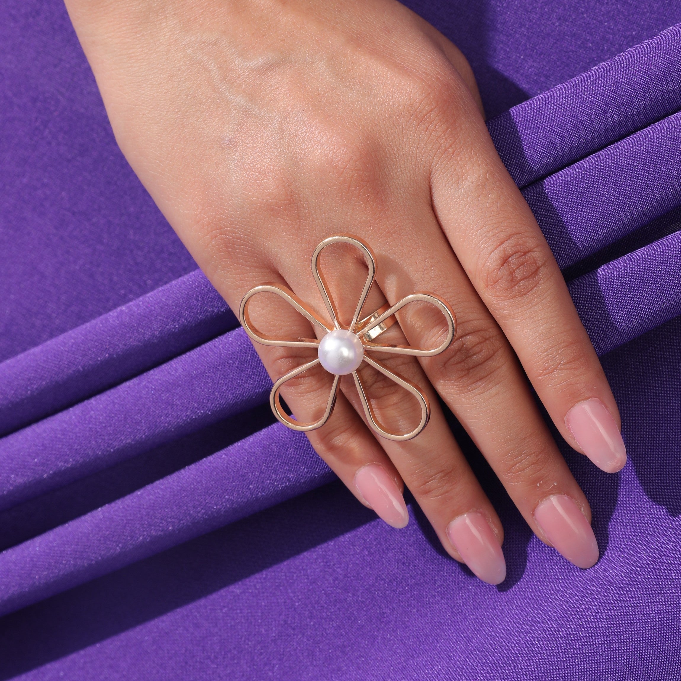 Salty Golden Bloom Pearl Ring