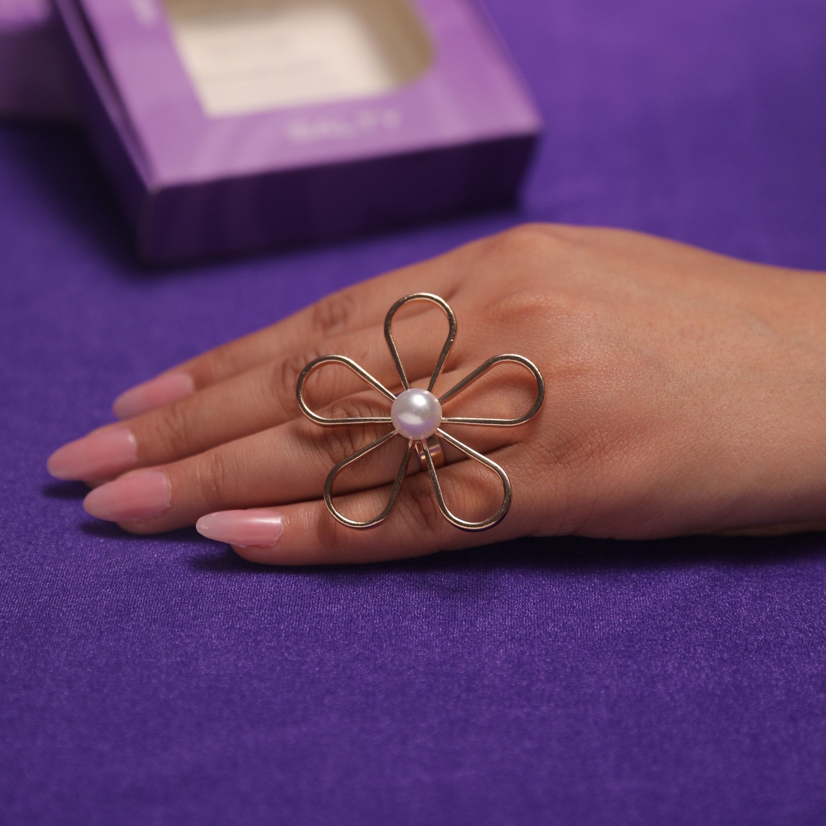 Salty Golden Bloom Pearl Ring