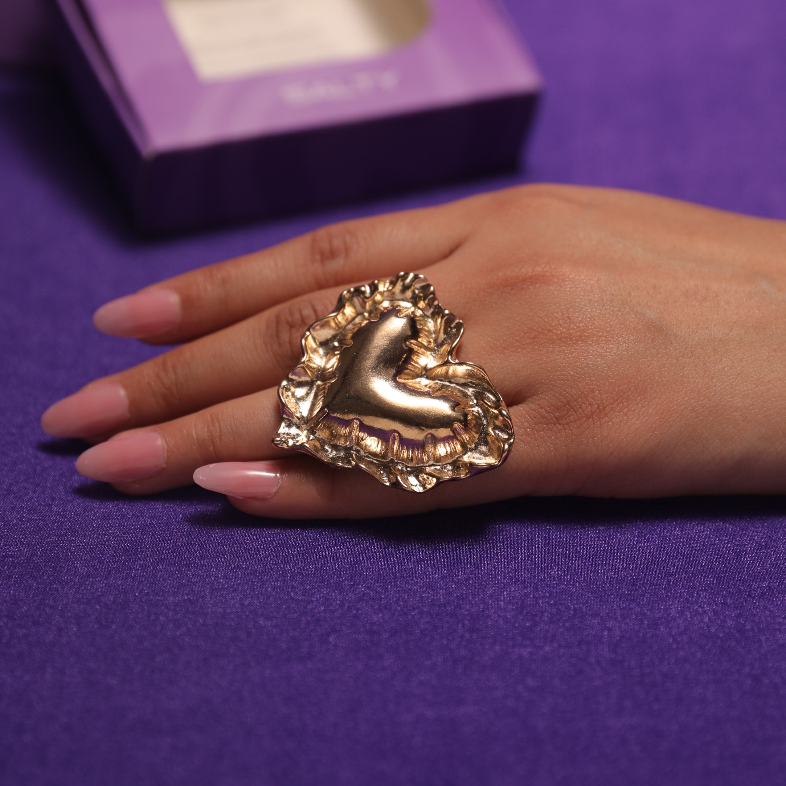 Salty Lace Open Heart Ring