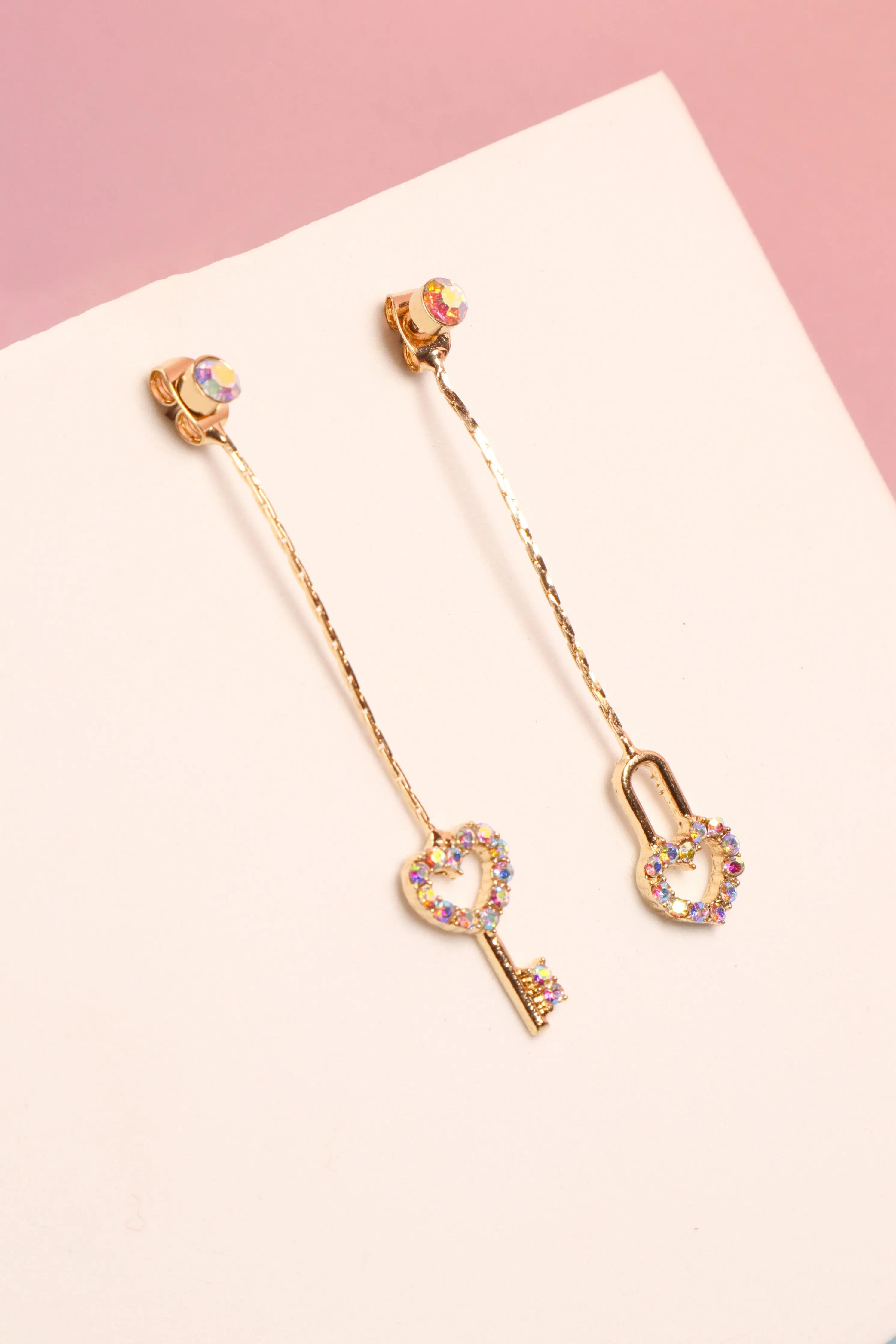 Salty Romantic Long Lock & Key Earrings