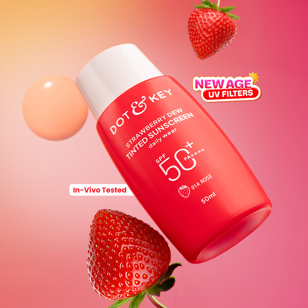 Dot & Key Strawberry Dew Tinted Sunscreen, In-Vivo Tested SPF 50+ PA++++ - Rose - 01A Light with Neutral Undertone