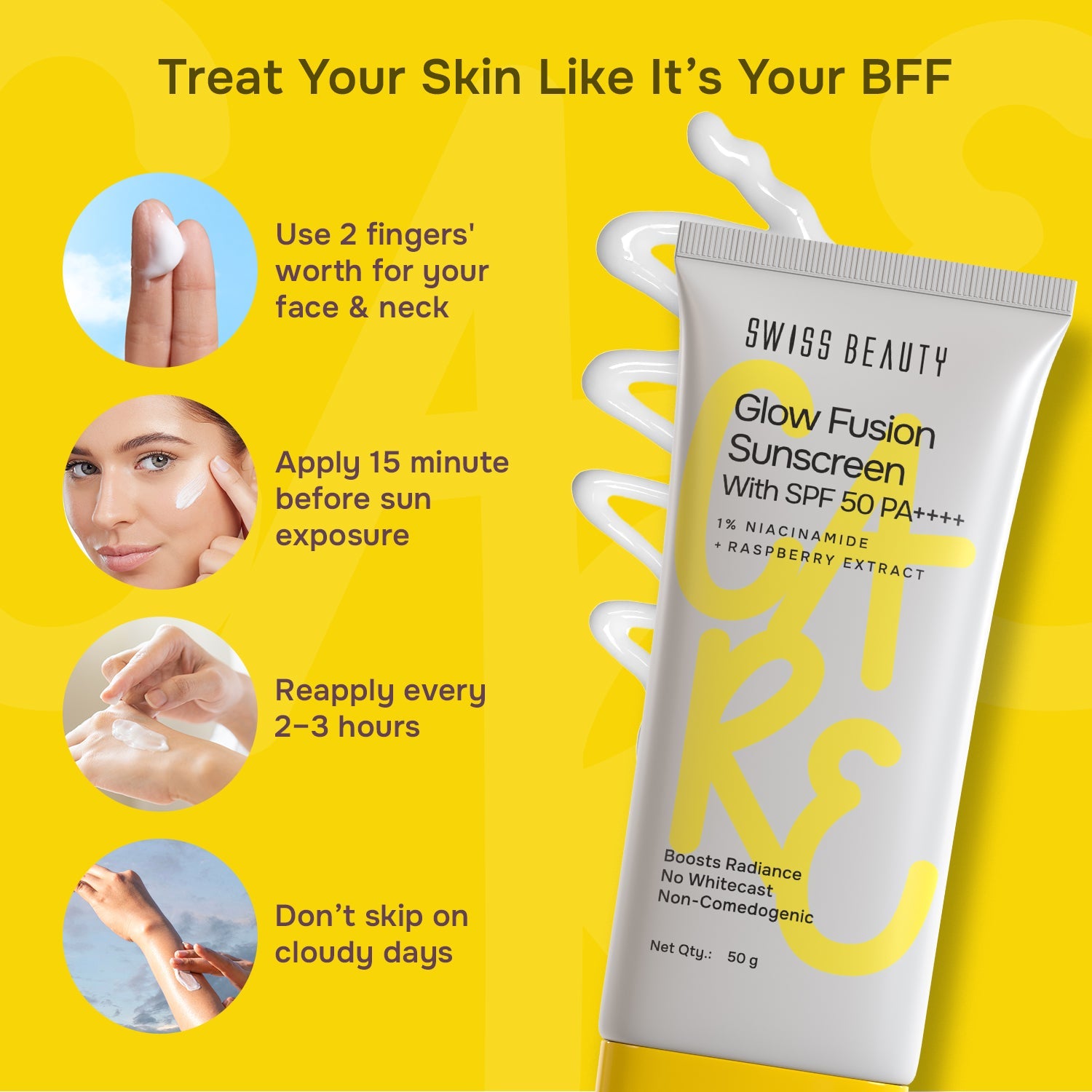 Swiss Beauty Care Glow Fusion Sunscreen With SPF 50 PA++++