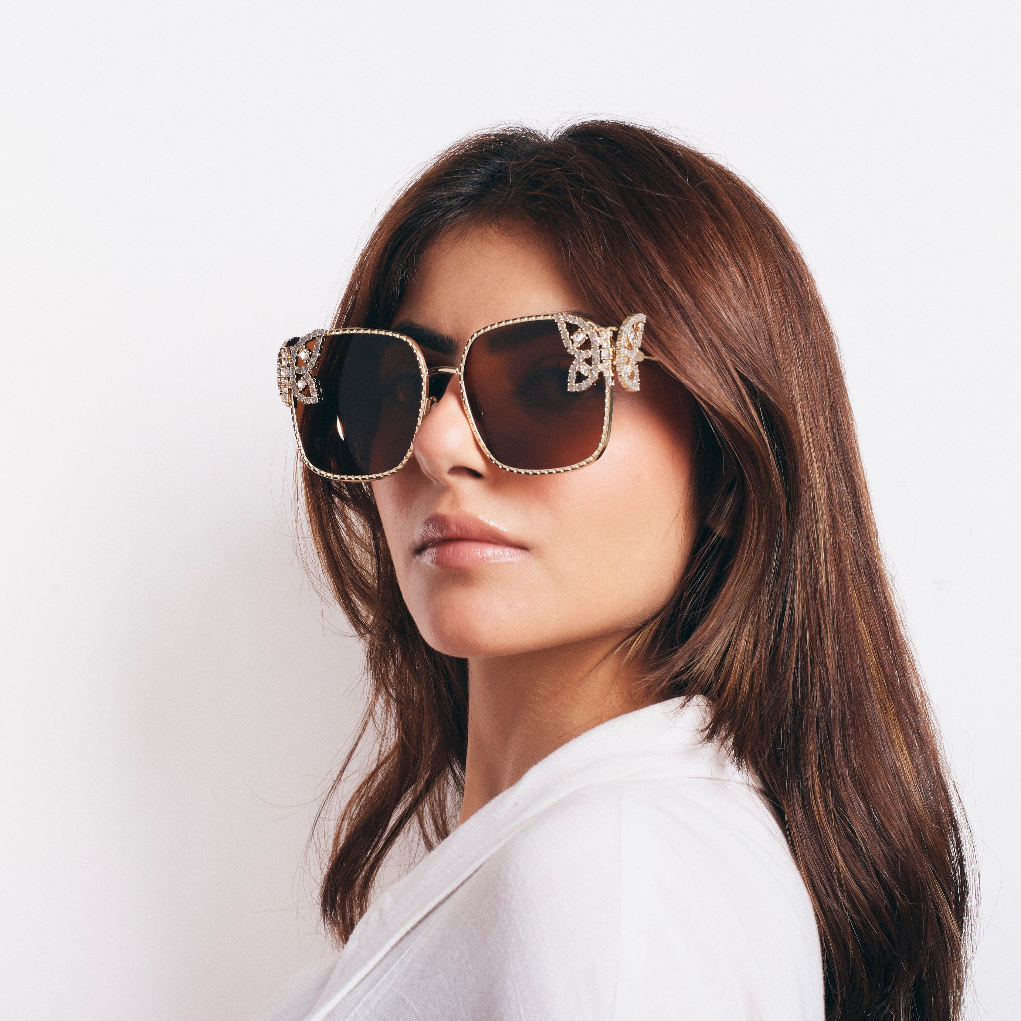 Salty Luxury Butterfly Square Sunglasses For Women - Brown