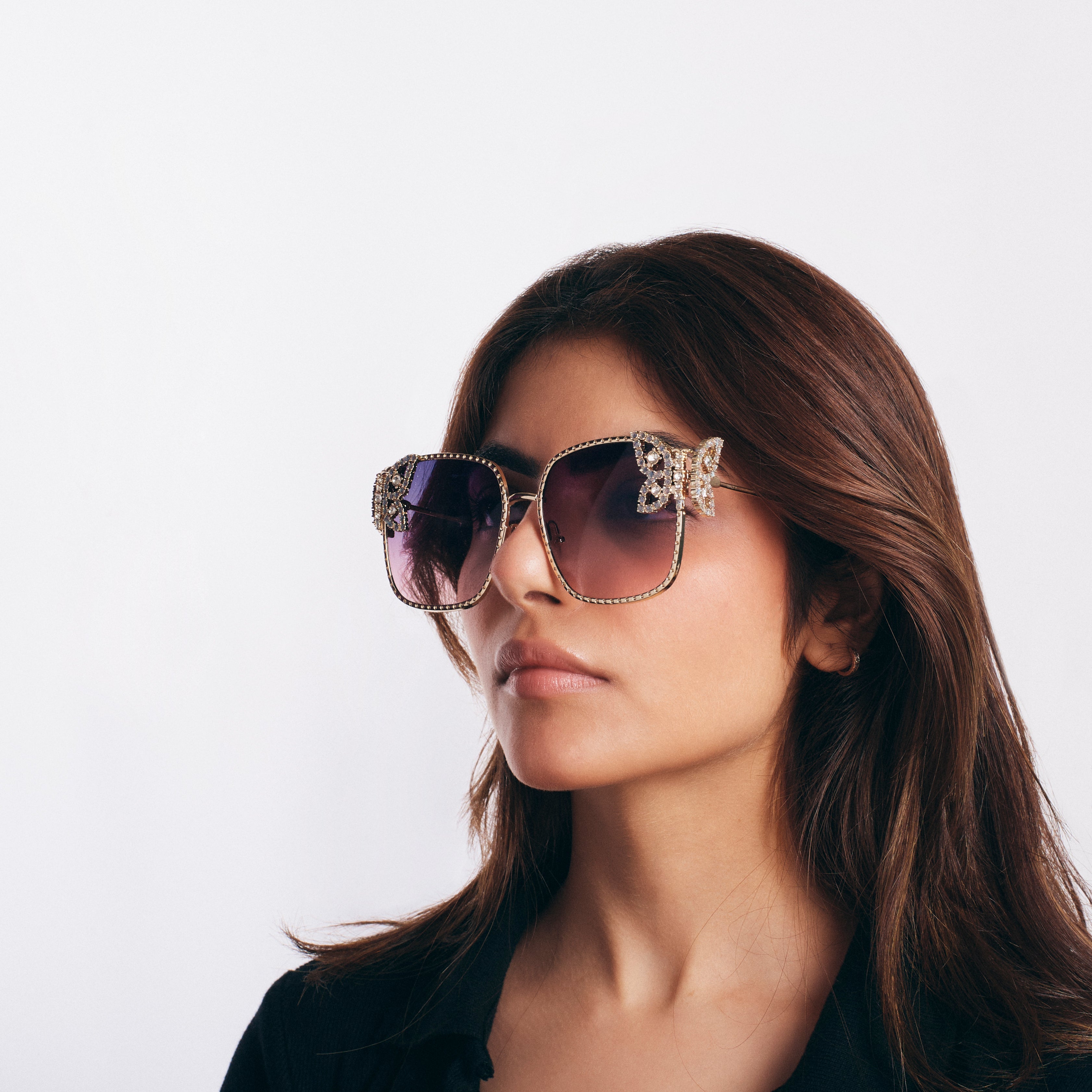 Salty Luxury Butterfly Square Sunglasses For Women - Purple