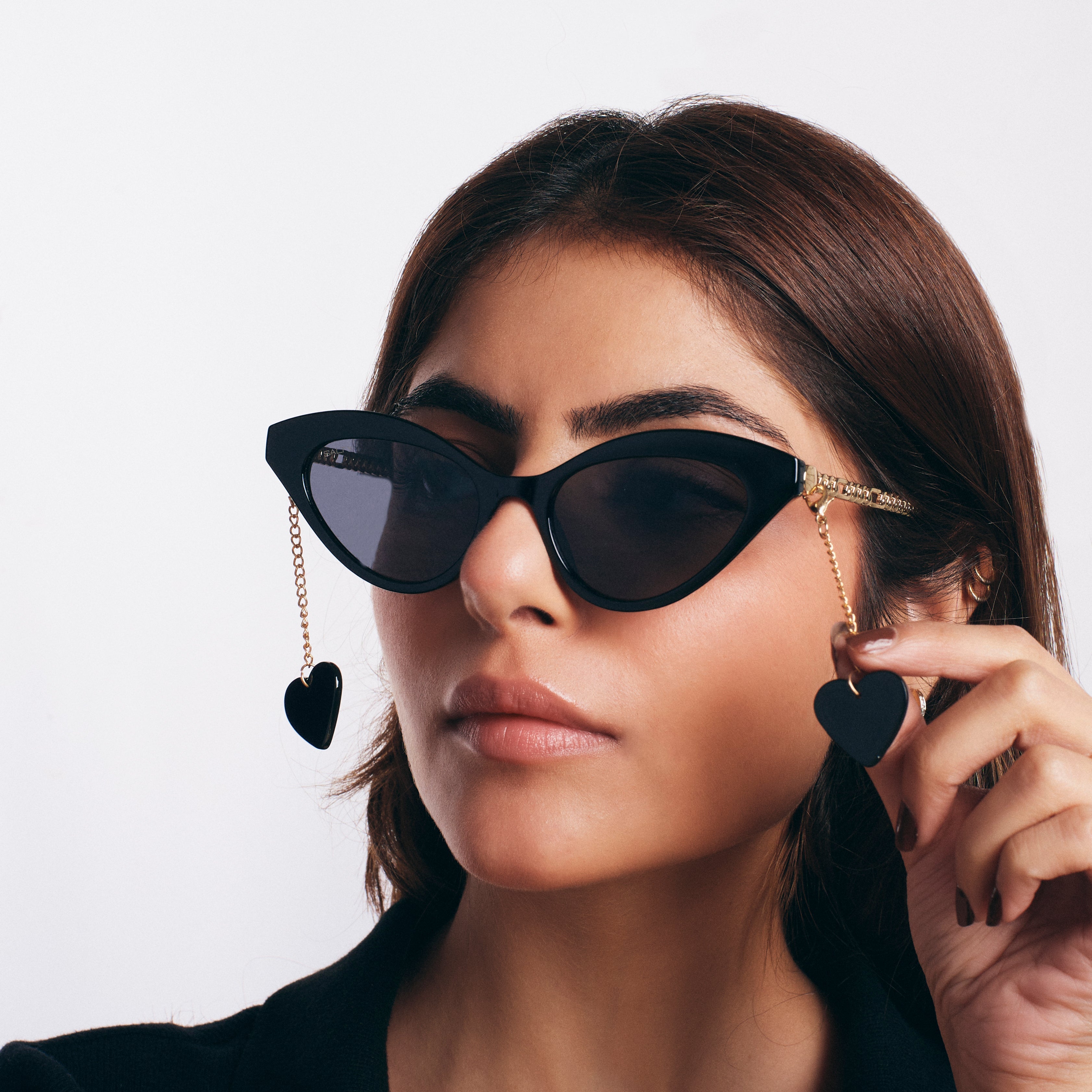 Salty 2-in-1 Tassel Heart Cat Eye Sunglasses