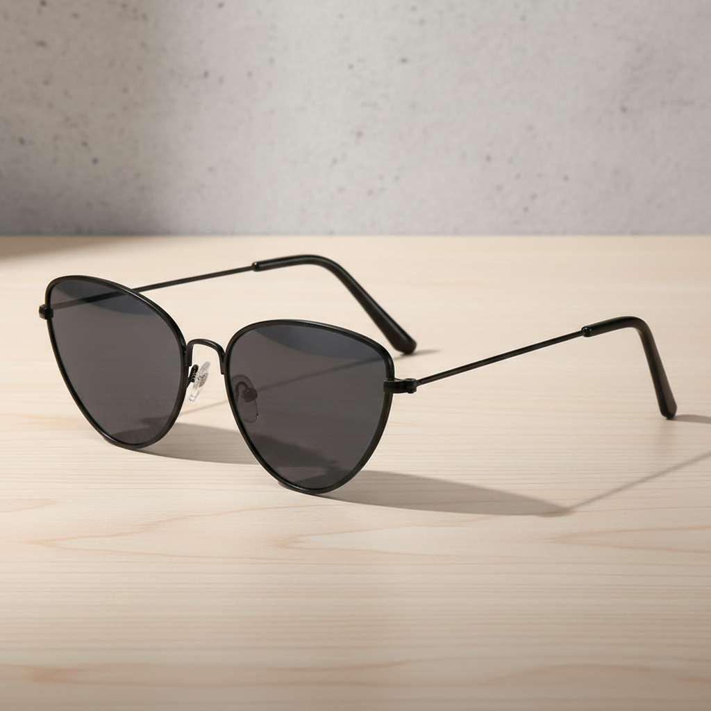Salty Cherry Blaze Cat-Eye Black Sunglasses for Women
