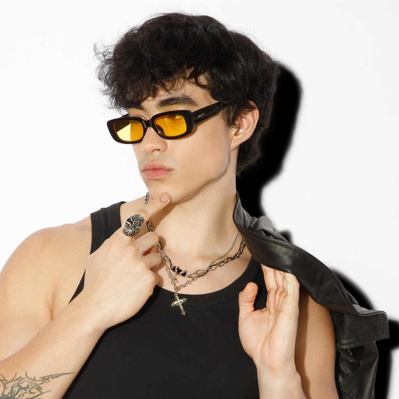 Salty Bold Rectangular Night Driving Sunglasses for Men