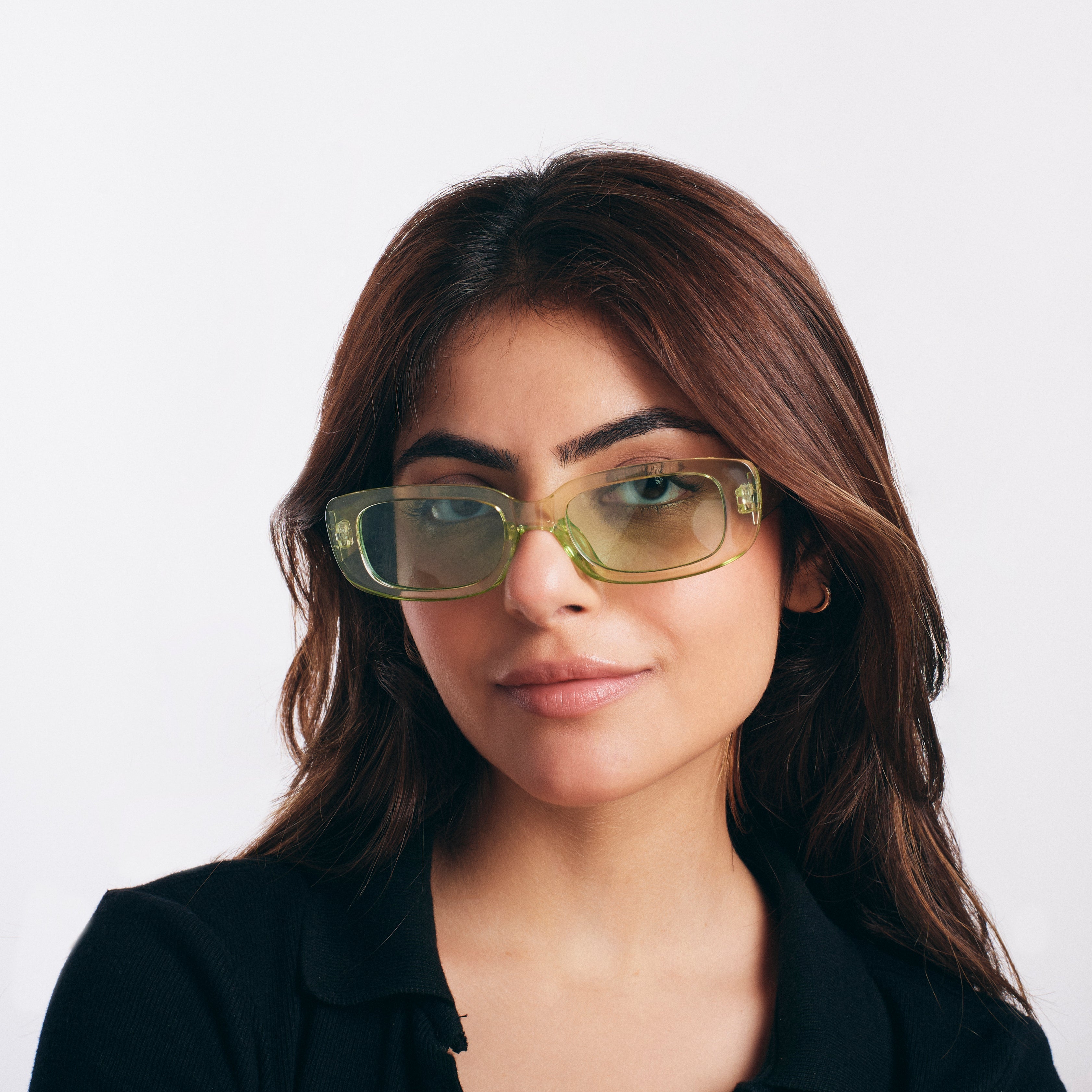 Salty Cyberleaf Transparent Green Statement Sunglasses