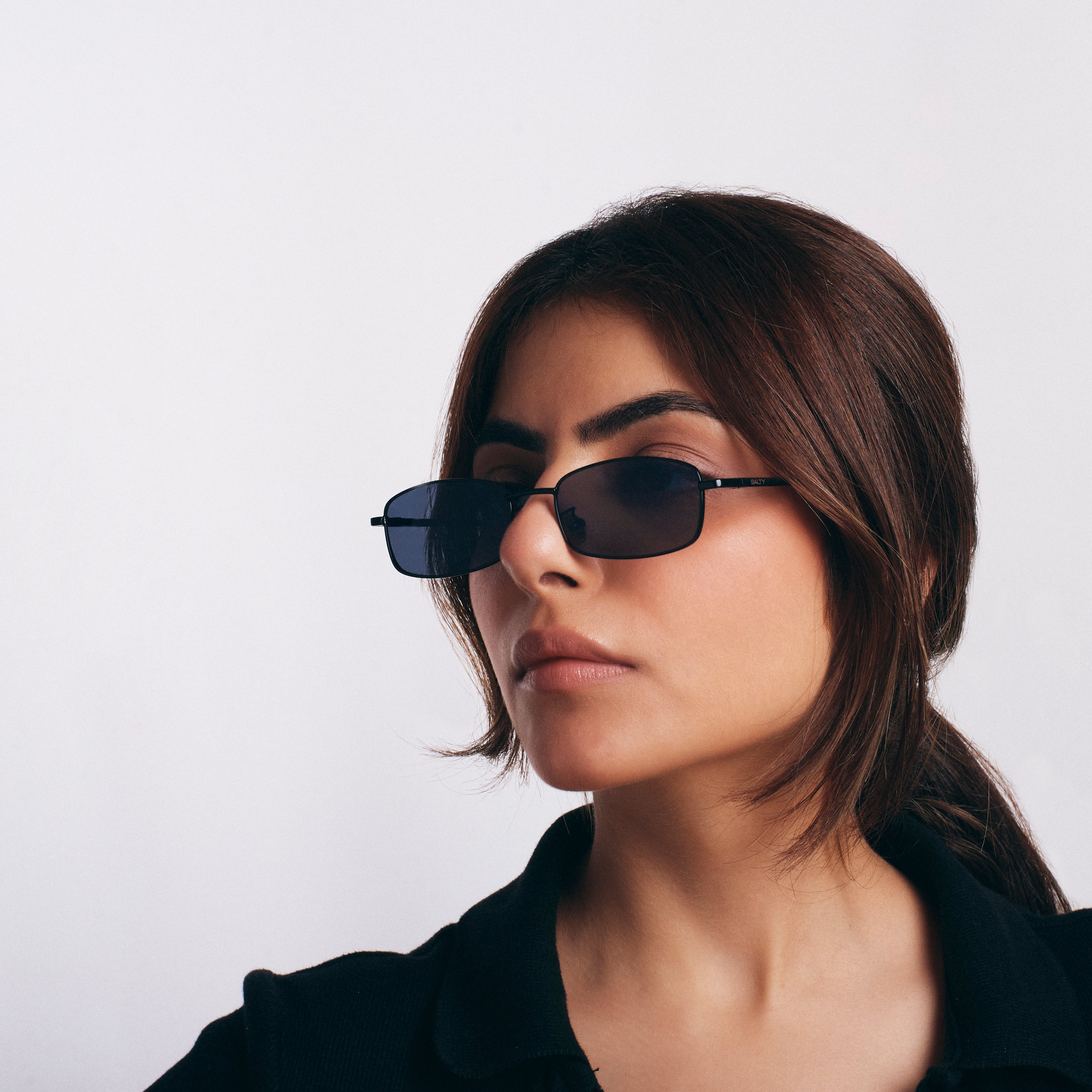 Salty Virat Timeless Black Rectangular Sunglasses