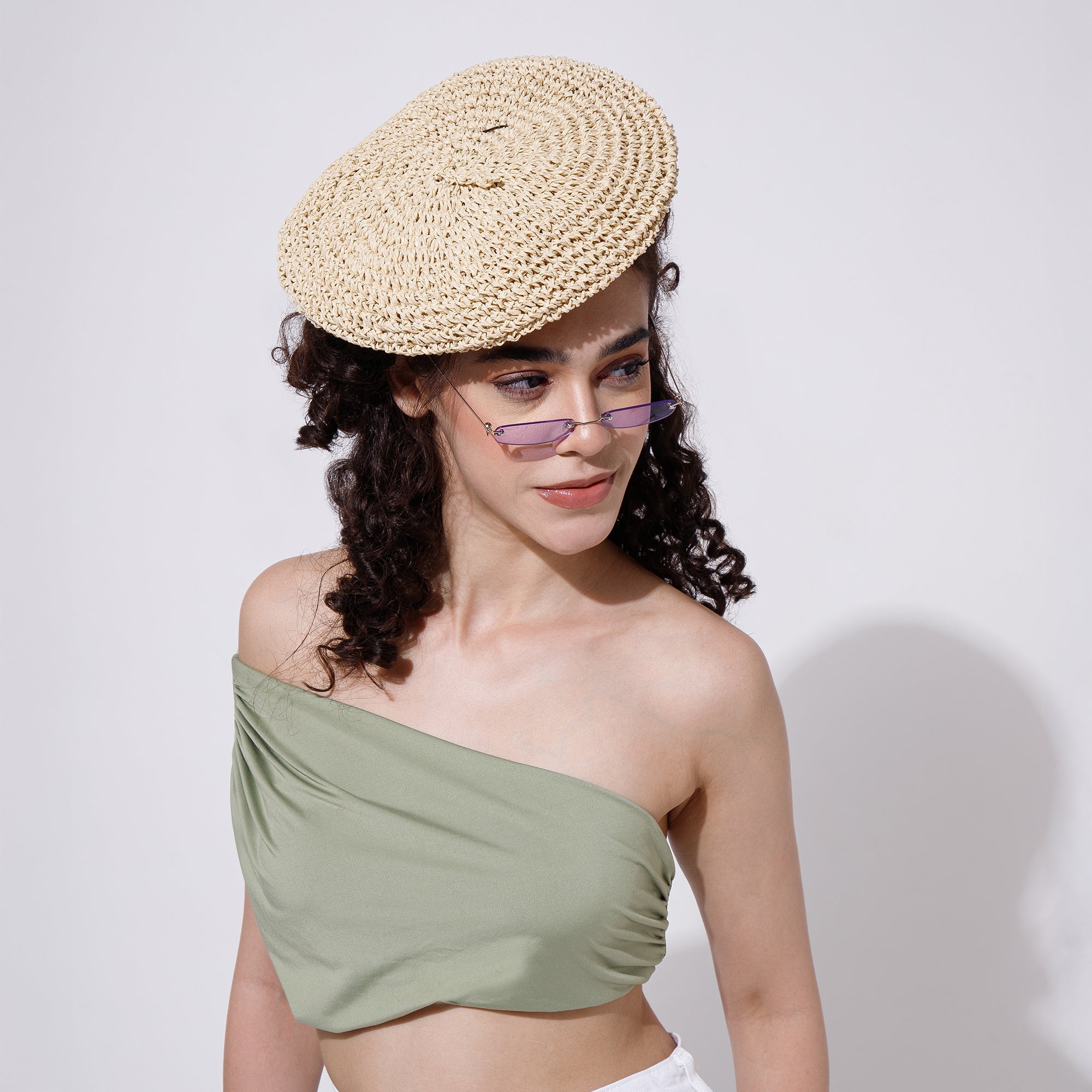 Salty Brise Marine Beret Hat and Micro Sunglasses Set