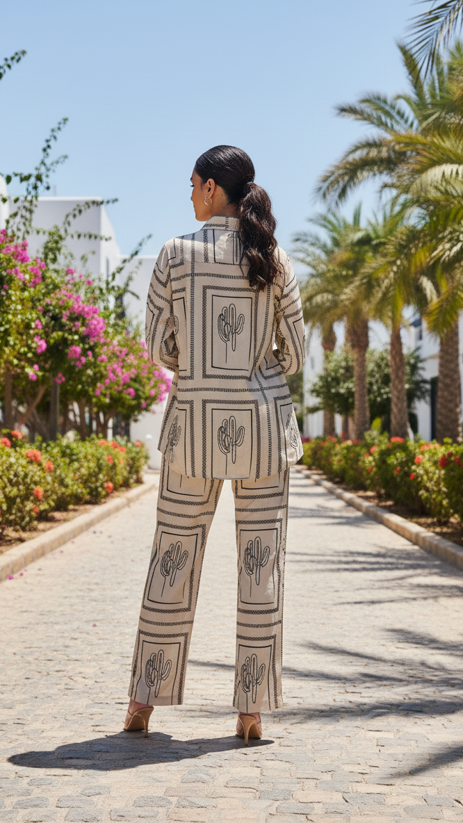 Label Flavia Structured Stripe & Cactus Loungewear