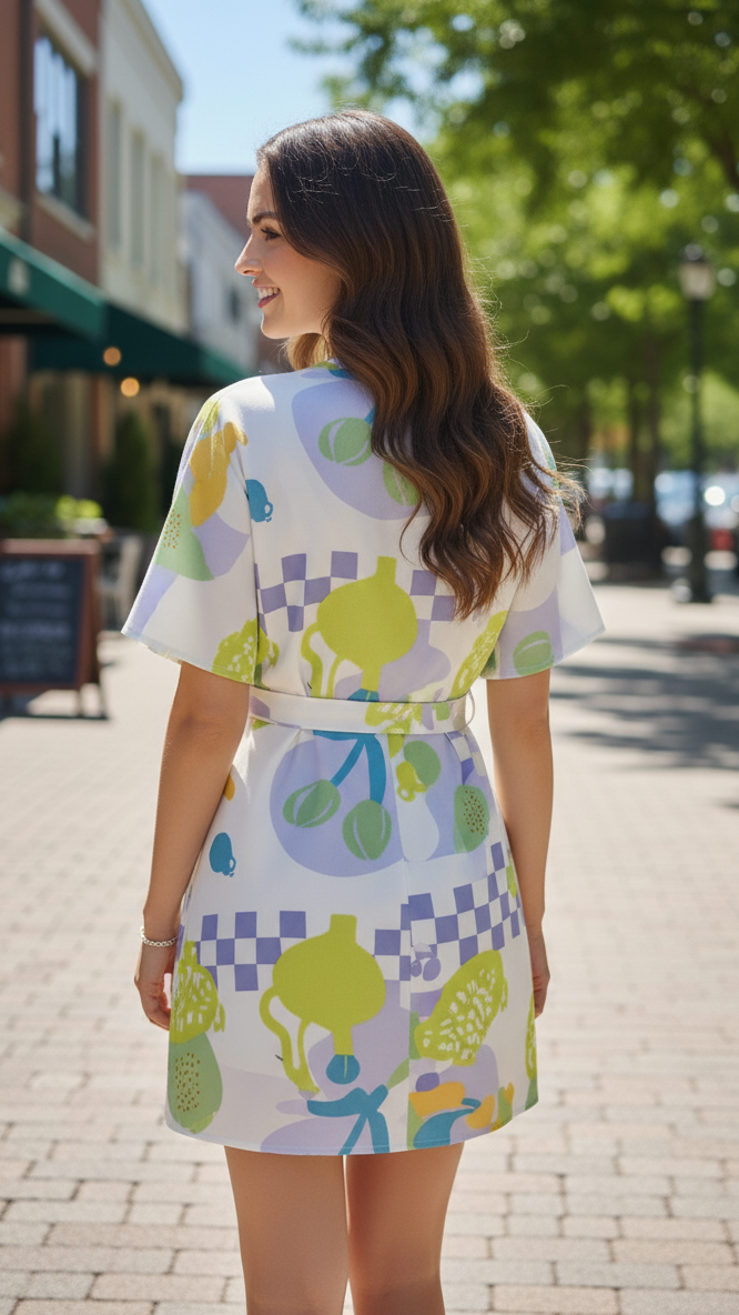 Label Flavia Vibrant V-Neck Kimono Sleeve Wrap
