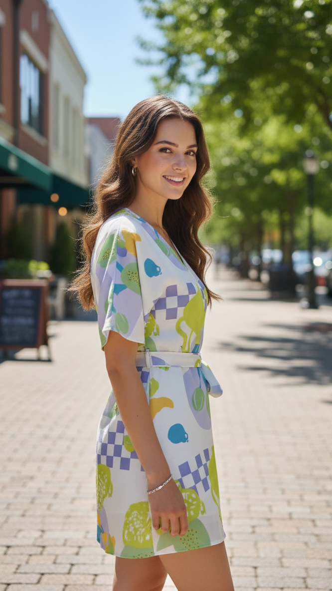 Label Flavia Vibrant V-Neck Kimono Sleeve Wrap