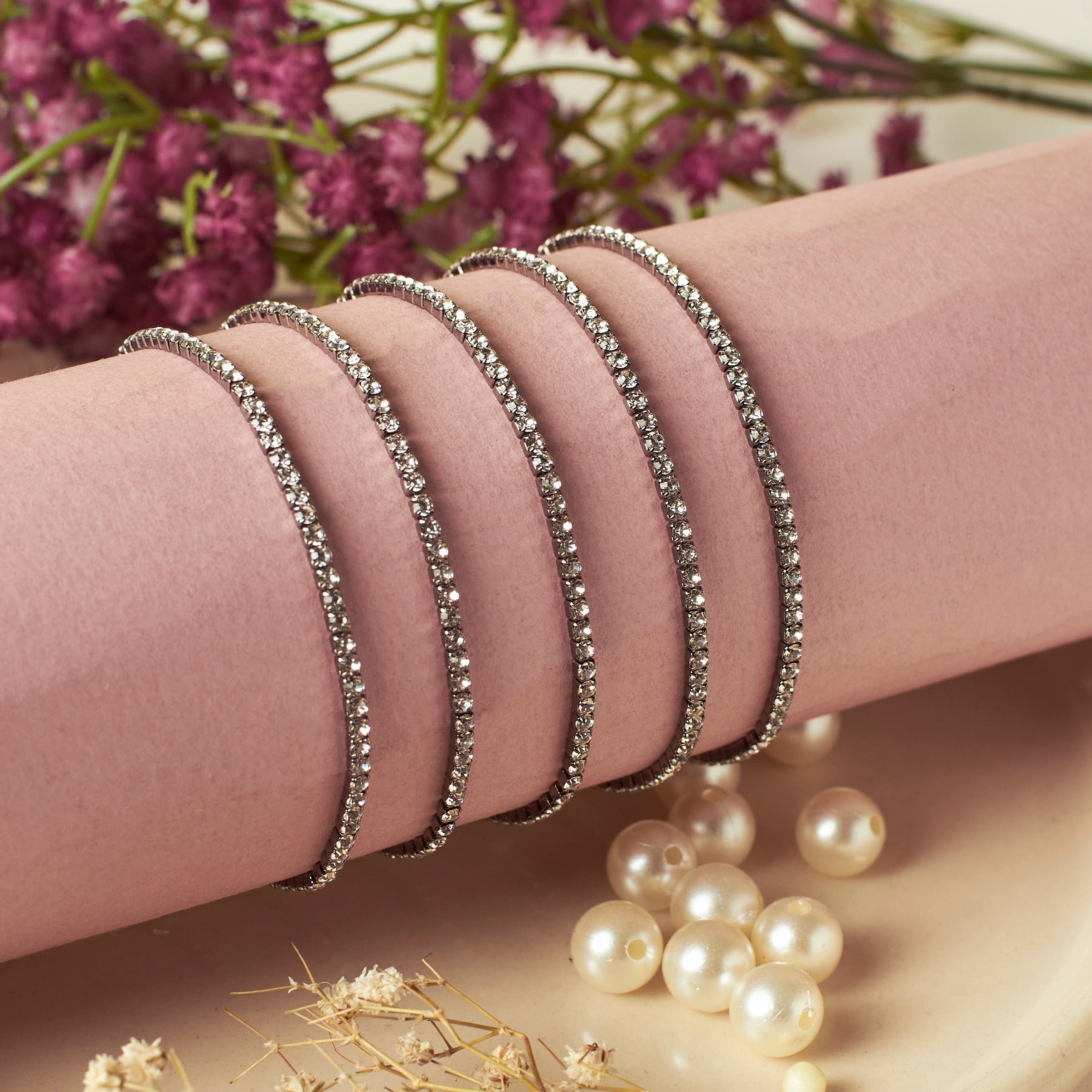 Salty Pewter Stretchable Bands (Set of 5)