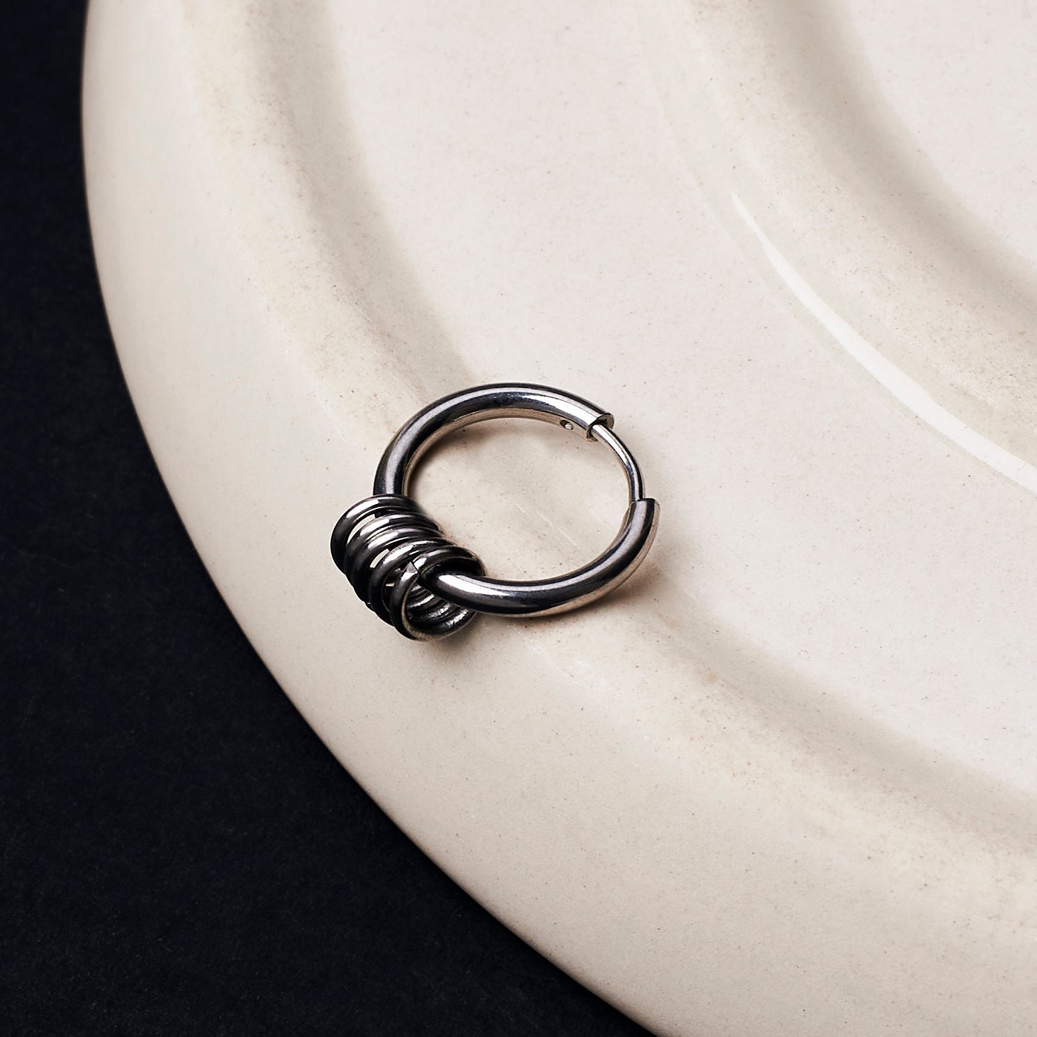 Salty Trendy One-Sided Silver Earrings