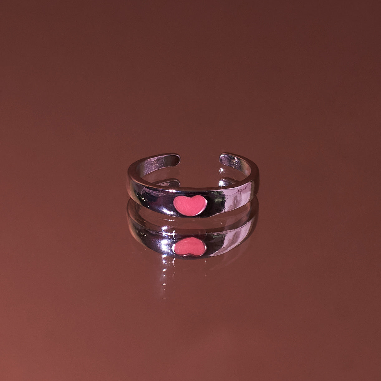 Salty Glow in the Dark Pink Heart Ring