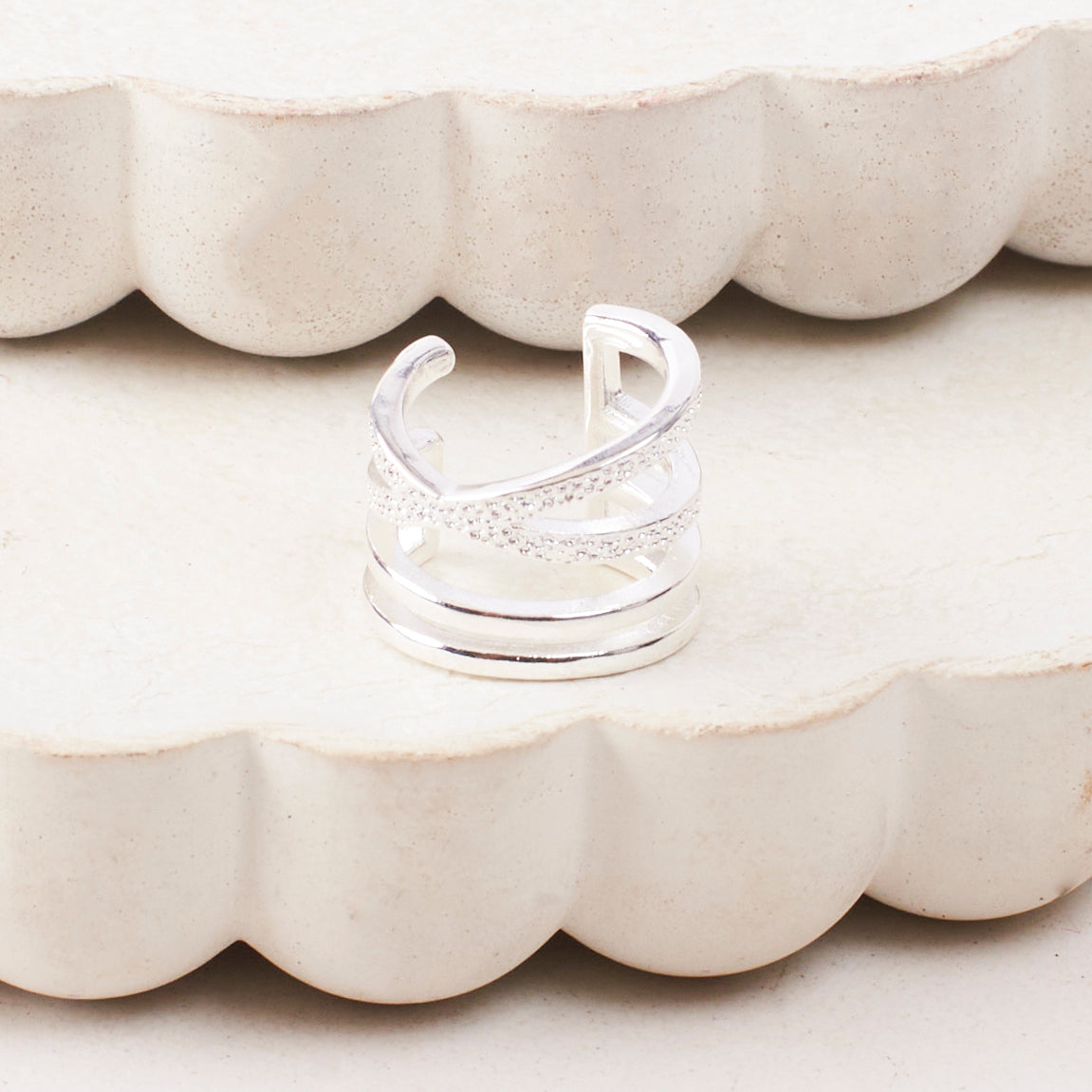 Salty Nova Silver Cuff Earrings