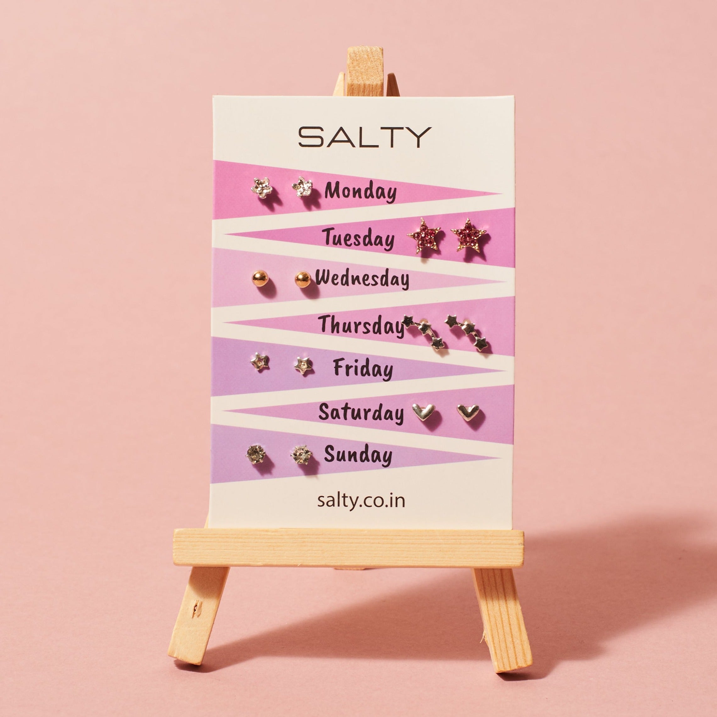 Salty "Starry" Weekly 7 Stud Earrings Set