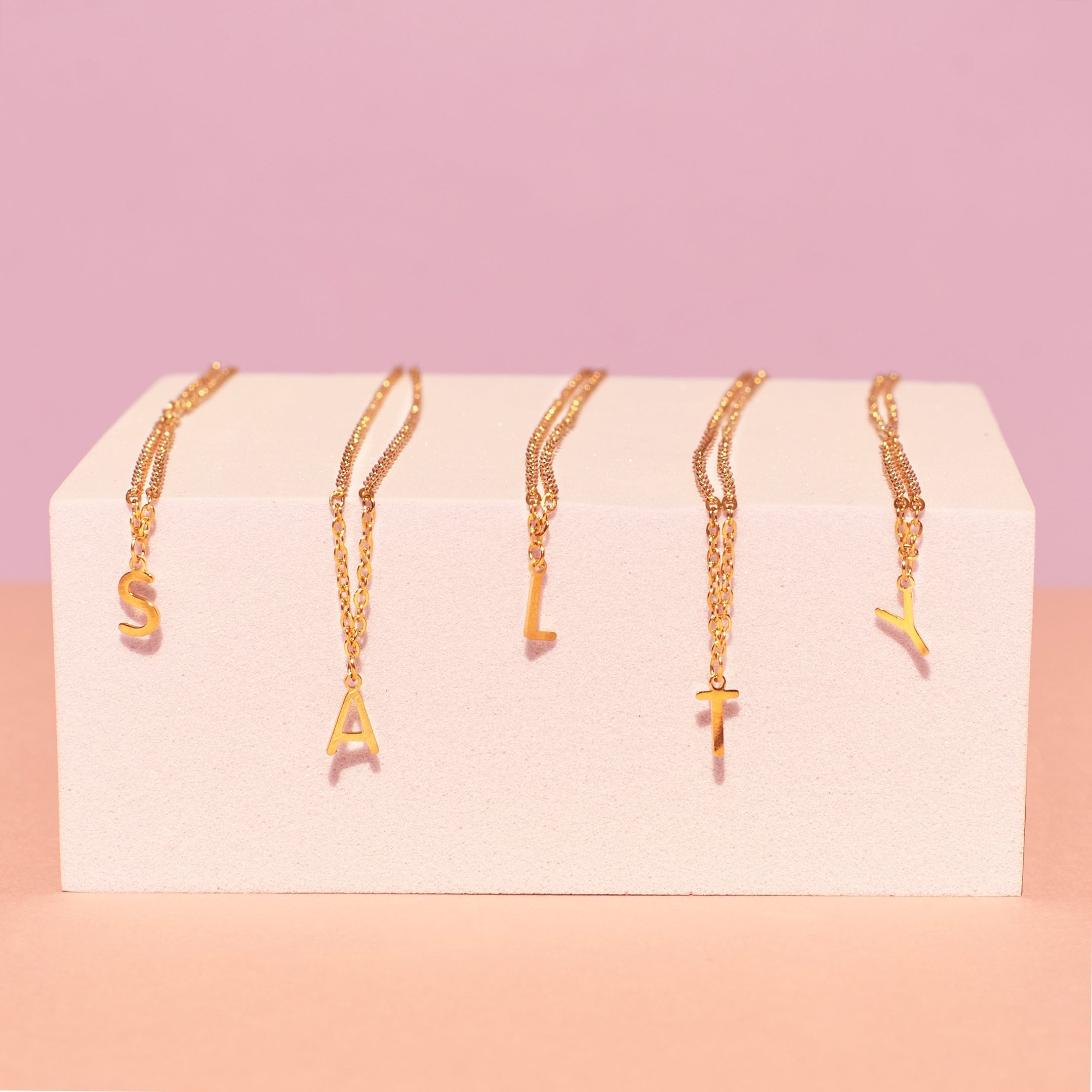 Salty 18K Gold Plated Personalized Initial Necklace