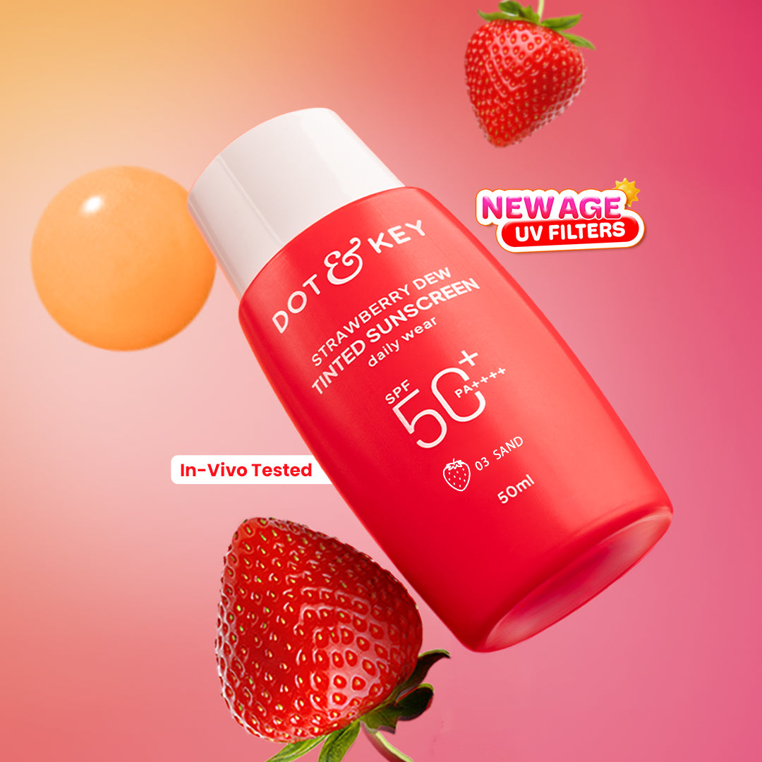 Dot & Key Strawberry Dew Tinted Sunscreen, In-Vivo Tested SPF 50+ PA++++ - Sand - 03 Medium
