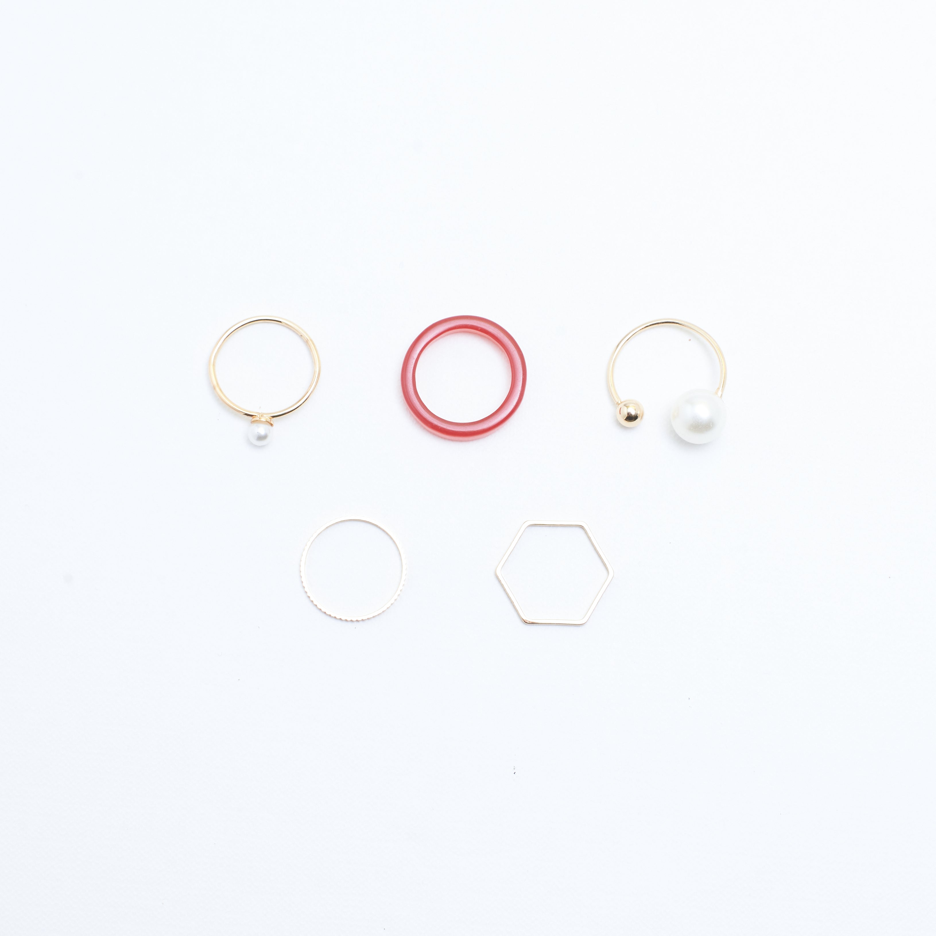 Salty Set Of 5 Cherry Pearl Rings