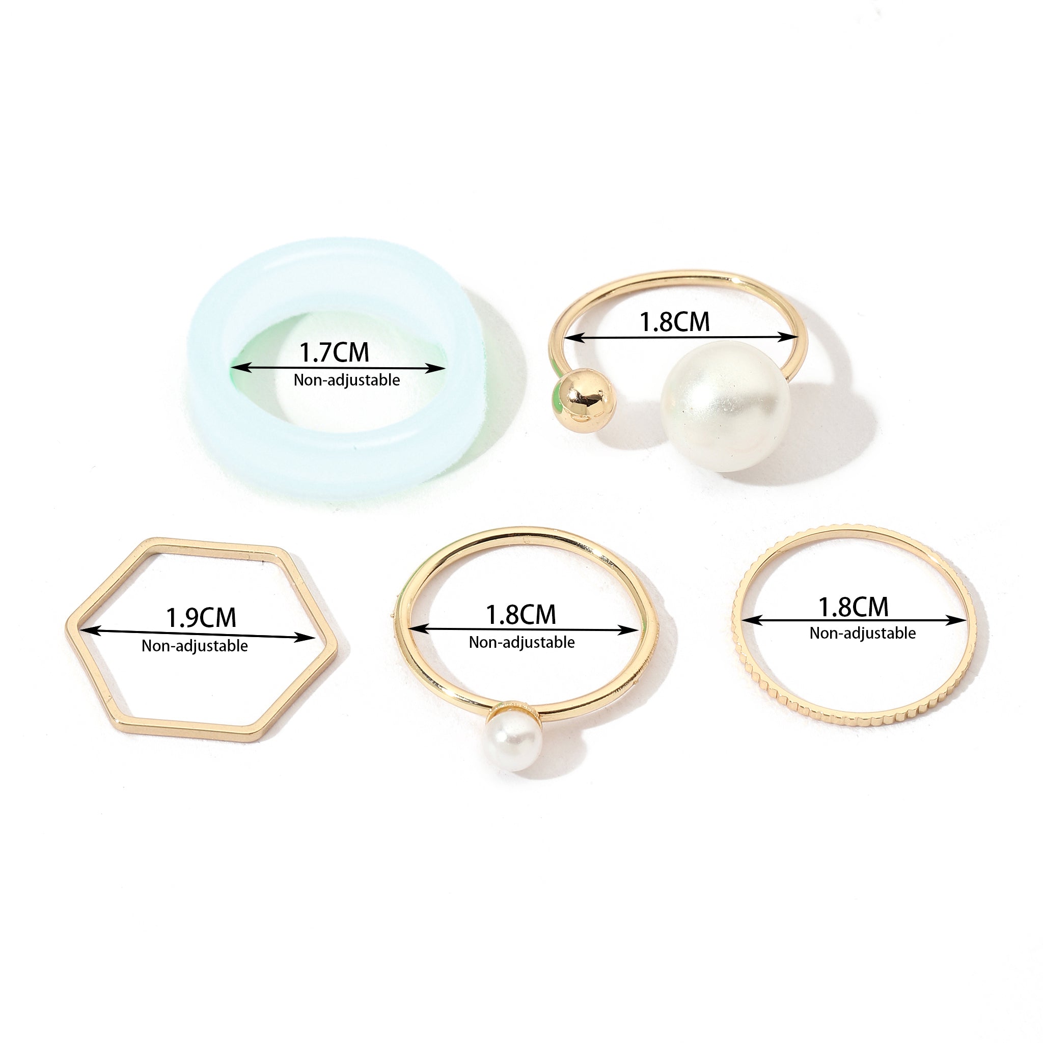 Salty Set Of 5 Groove Rings