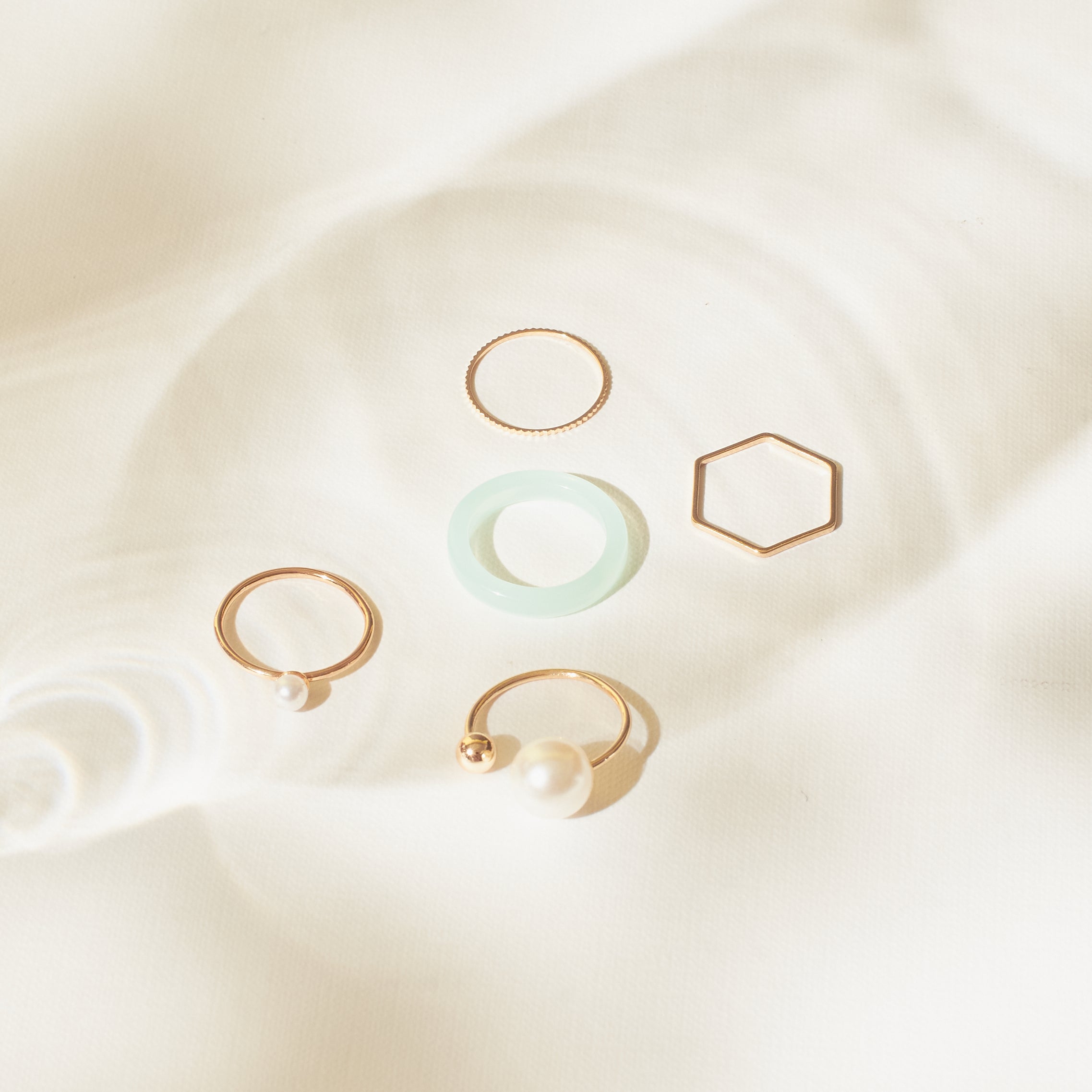 Salty Set Of 5 Groove Rings