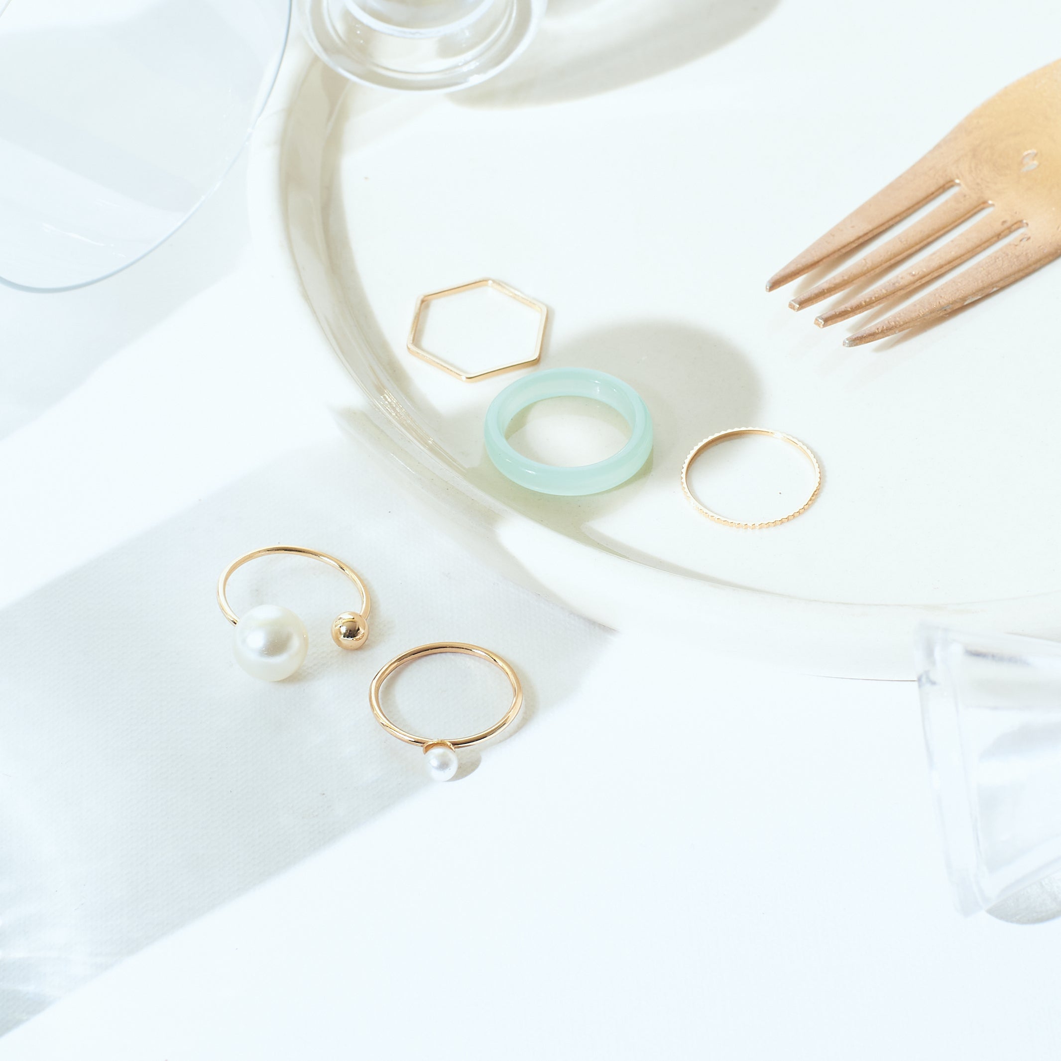 Salty Set Of 5 Groove Rings