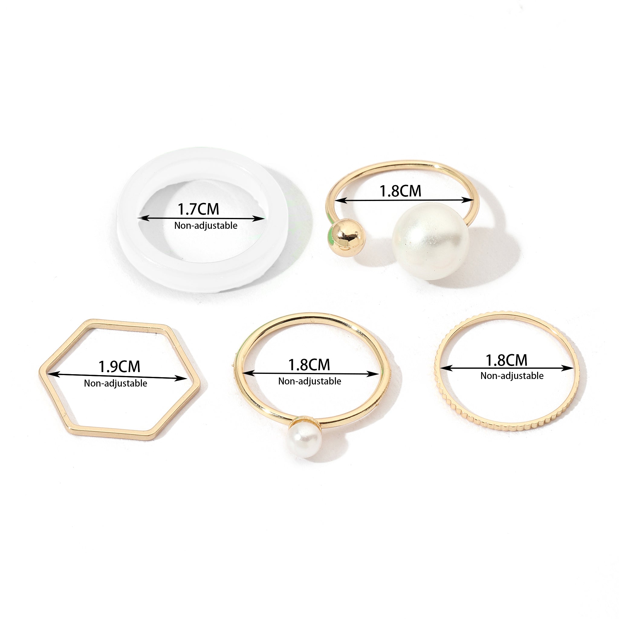Salty Set Of 5 Heavenly White Gold Rings