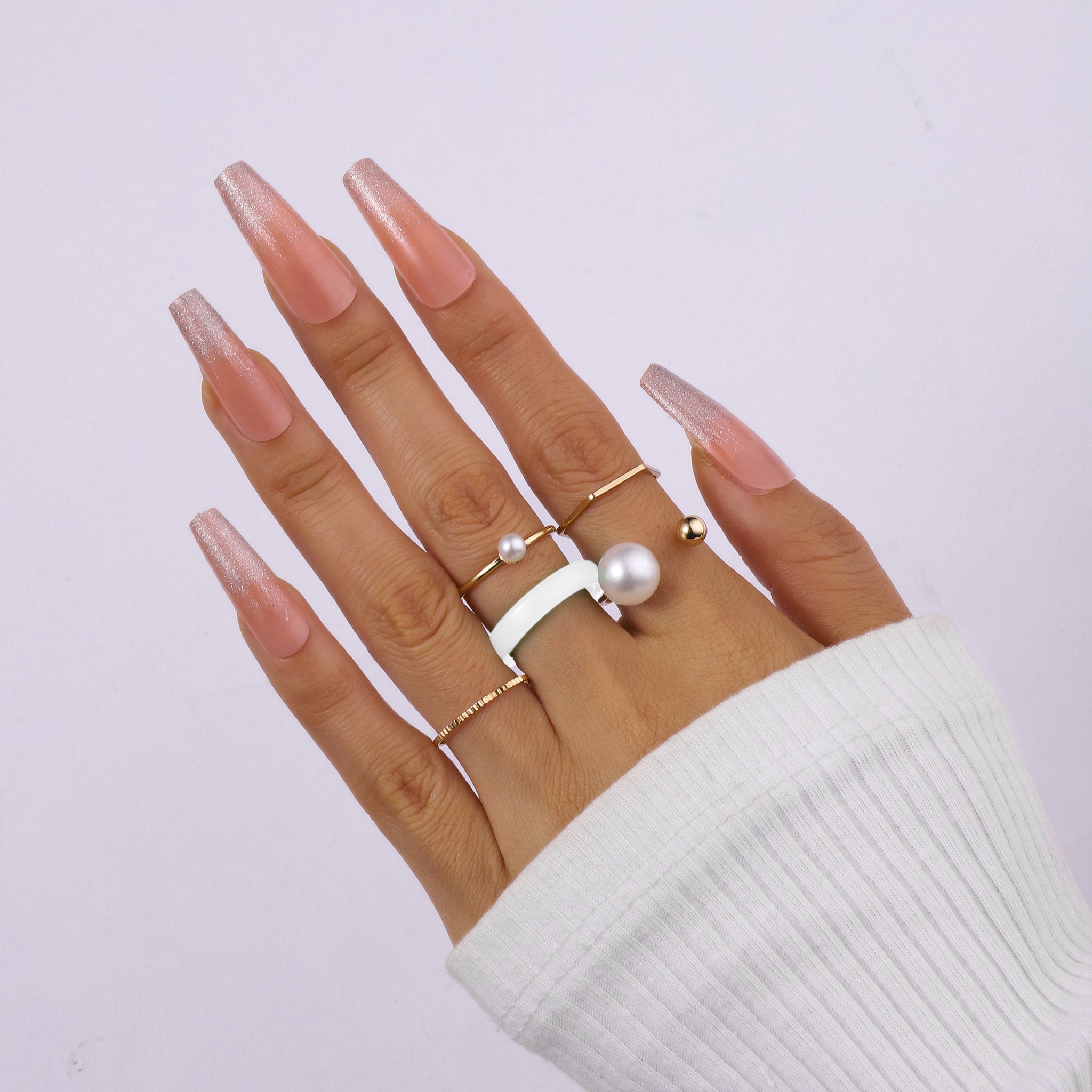 Salty Set Of 5 Heavenly White Gold Rings