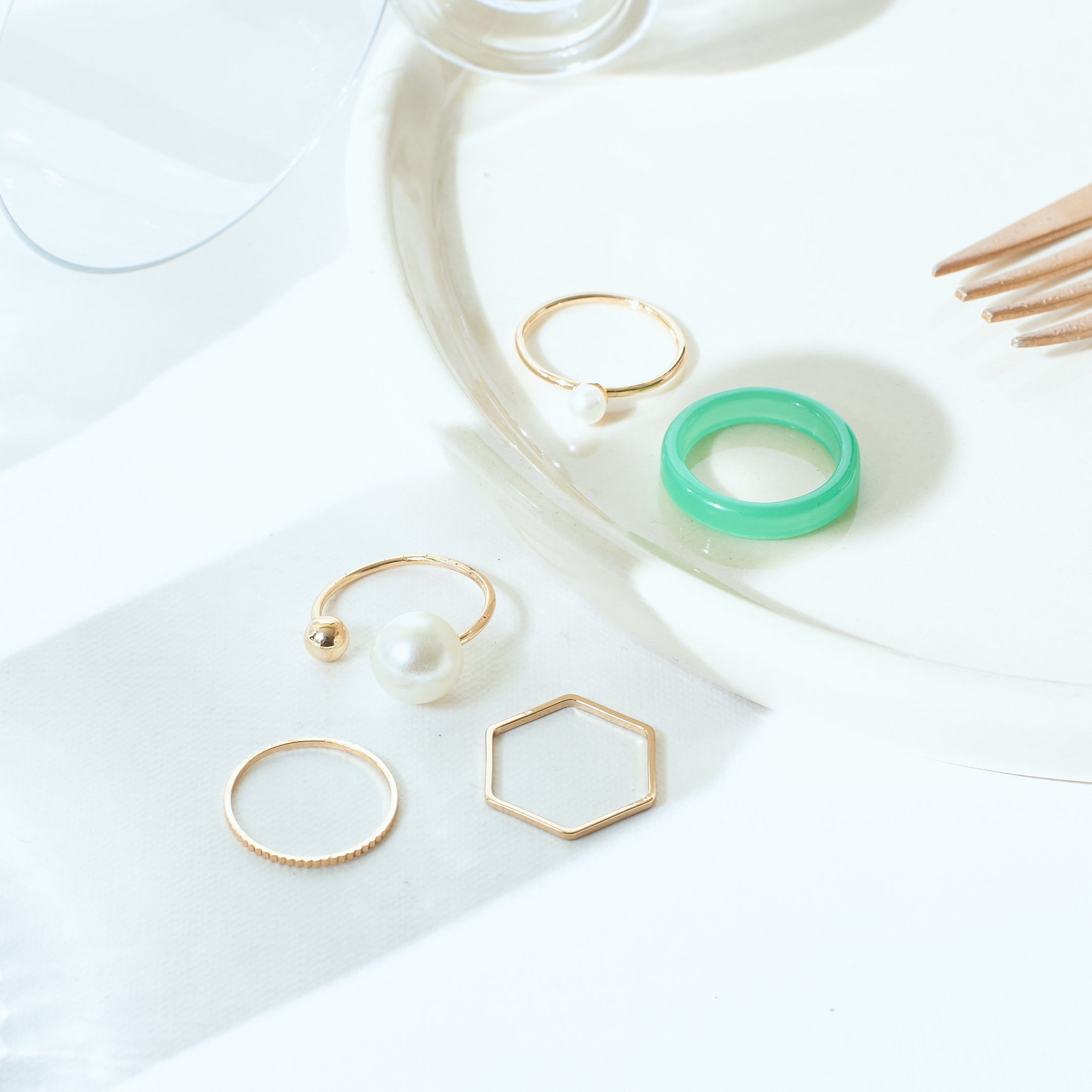 Salty Set Of 5 Modern Maven Rings