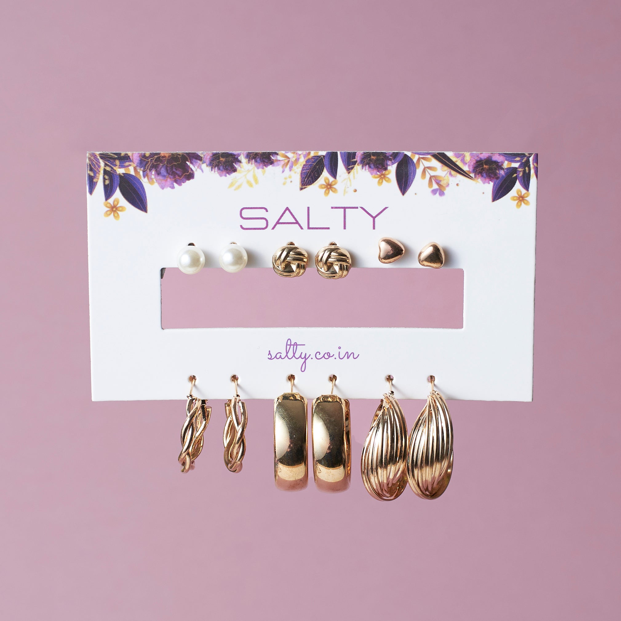 Salty Set of 6 All occasion Golden Hoops