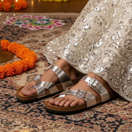 LYDC Silver Compass Sandals for Women - Soho - Compass-Silver