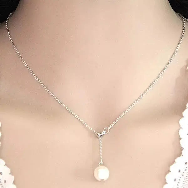 Salty Silver Pearl Chain Necklace