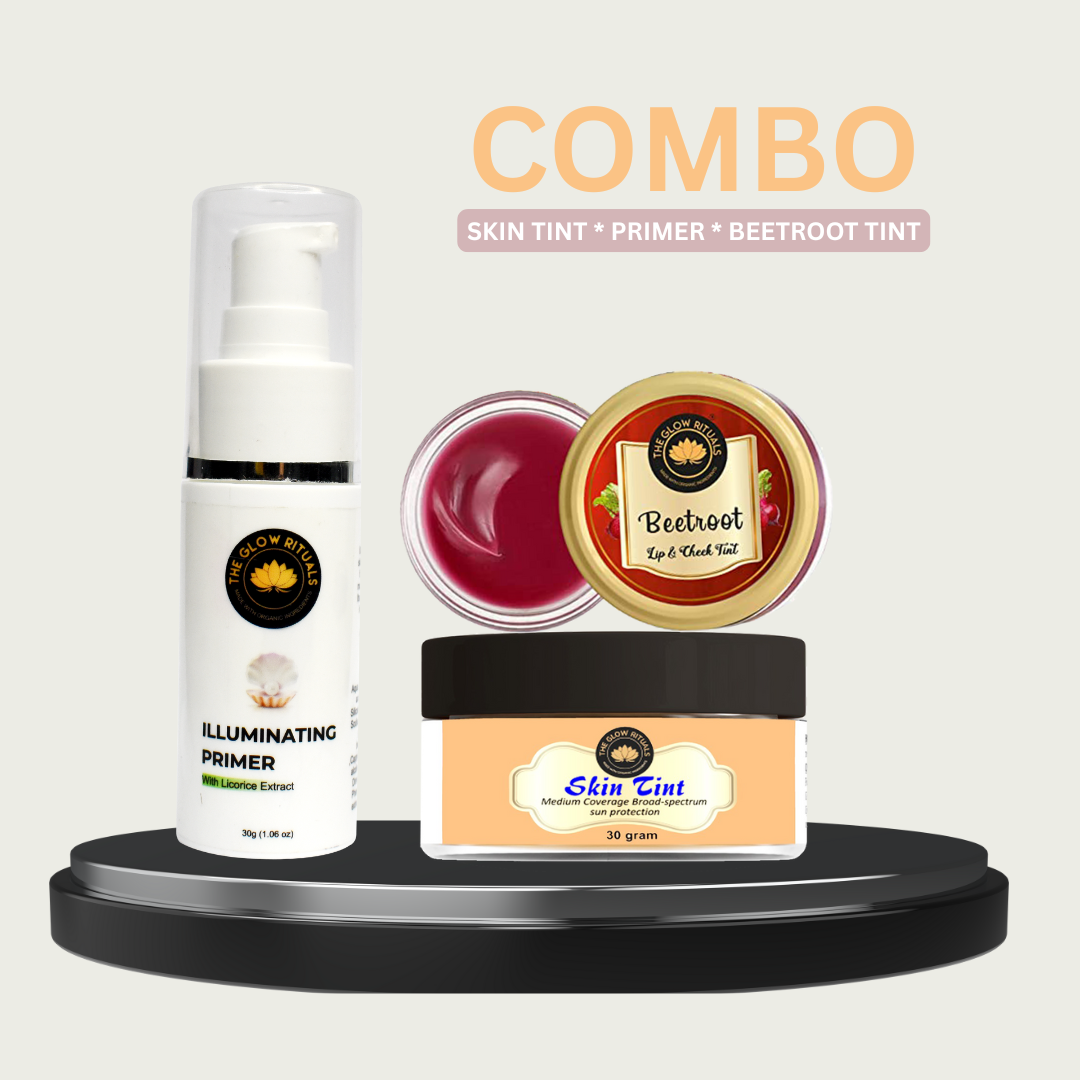 The glow rituals Combo - (Skin Tint, Illuminating Primer & Beetroot Tint)
