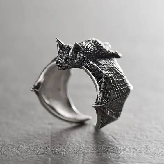 Salty Spooky Bat Silver Ring