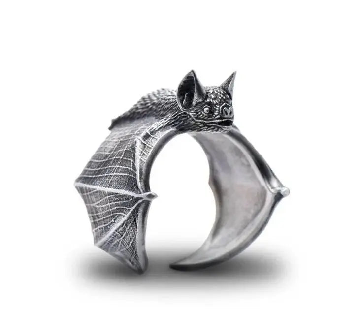 Salty Spooky Bat Silver Ring